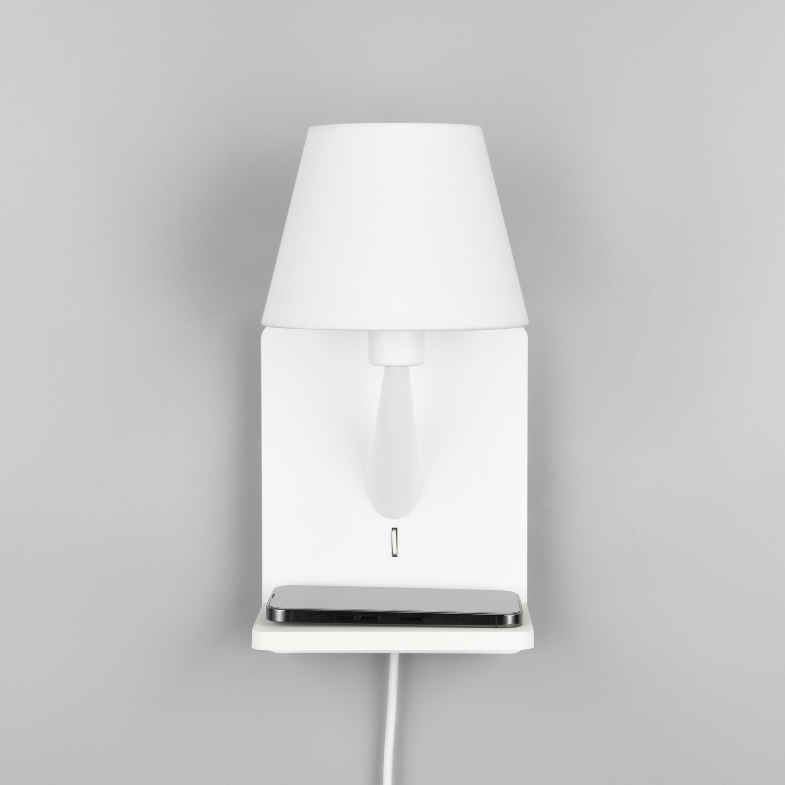 Comfort wall light, matt white, metal, plug, E14