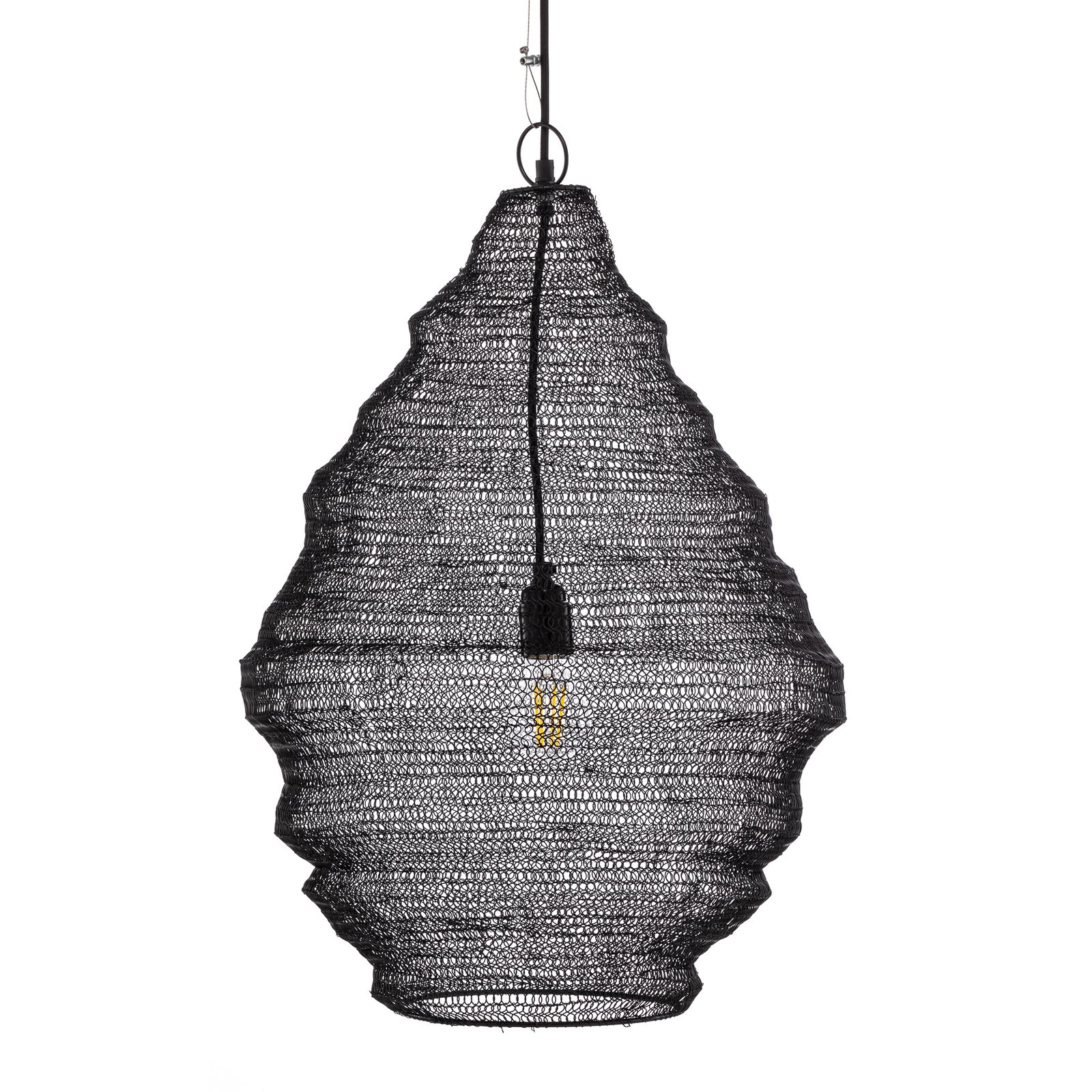 Висяща лампа Lindby Eldric, Ø 40 cm, черна, желязо, E27