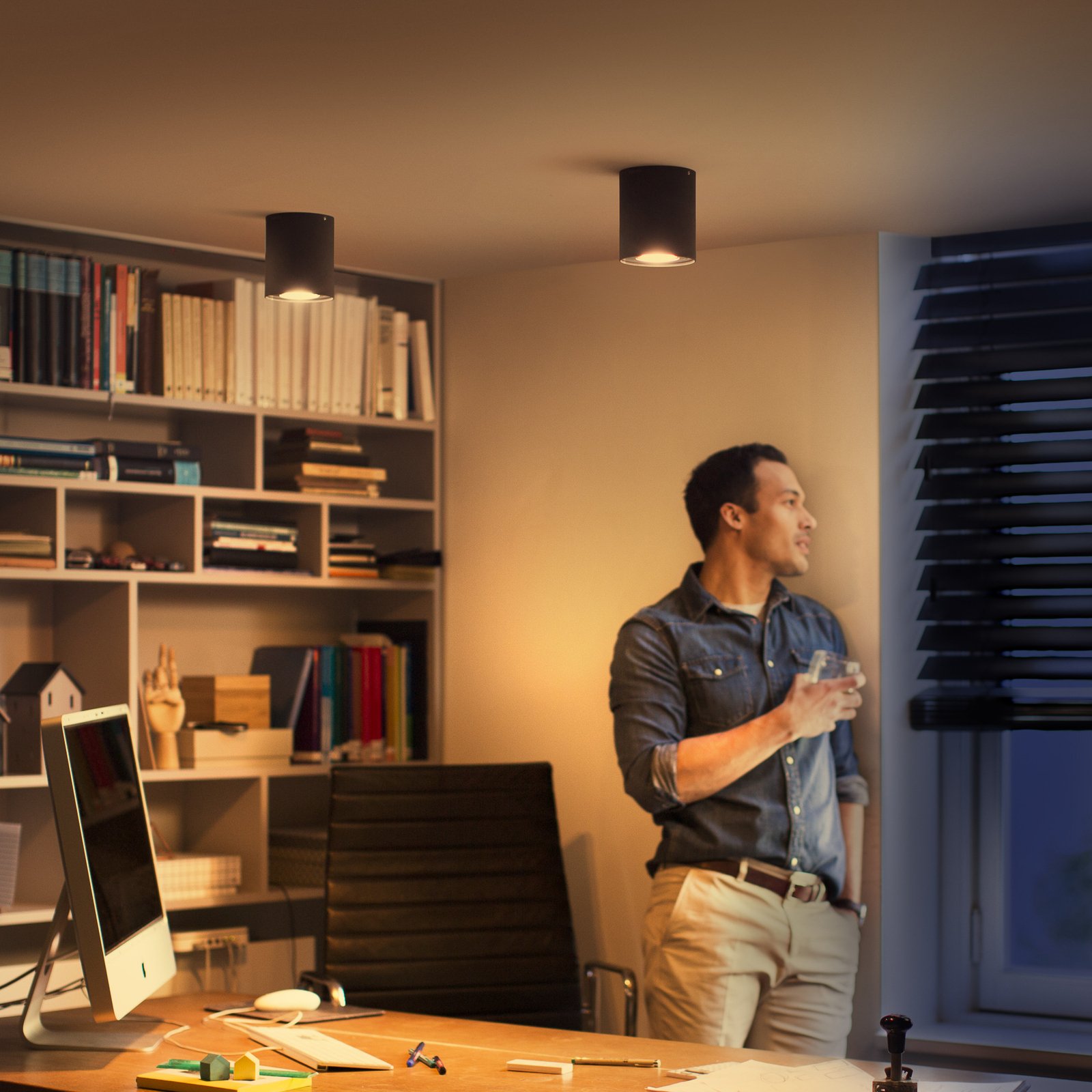 Philips Hue Pillar Downlight LED, interrupteur à variateur, noir