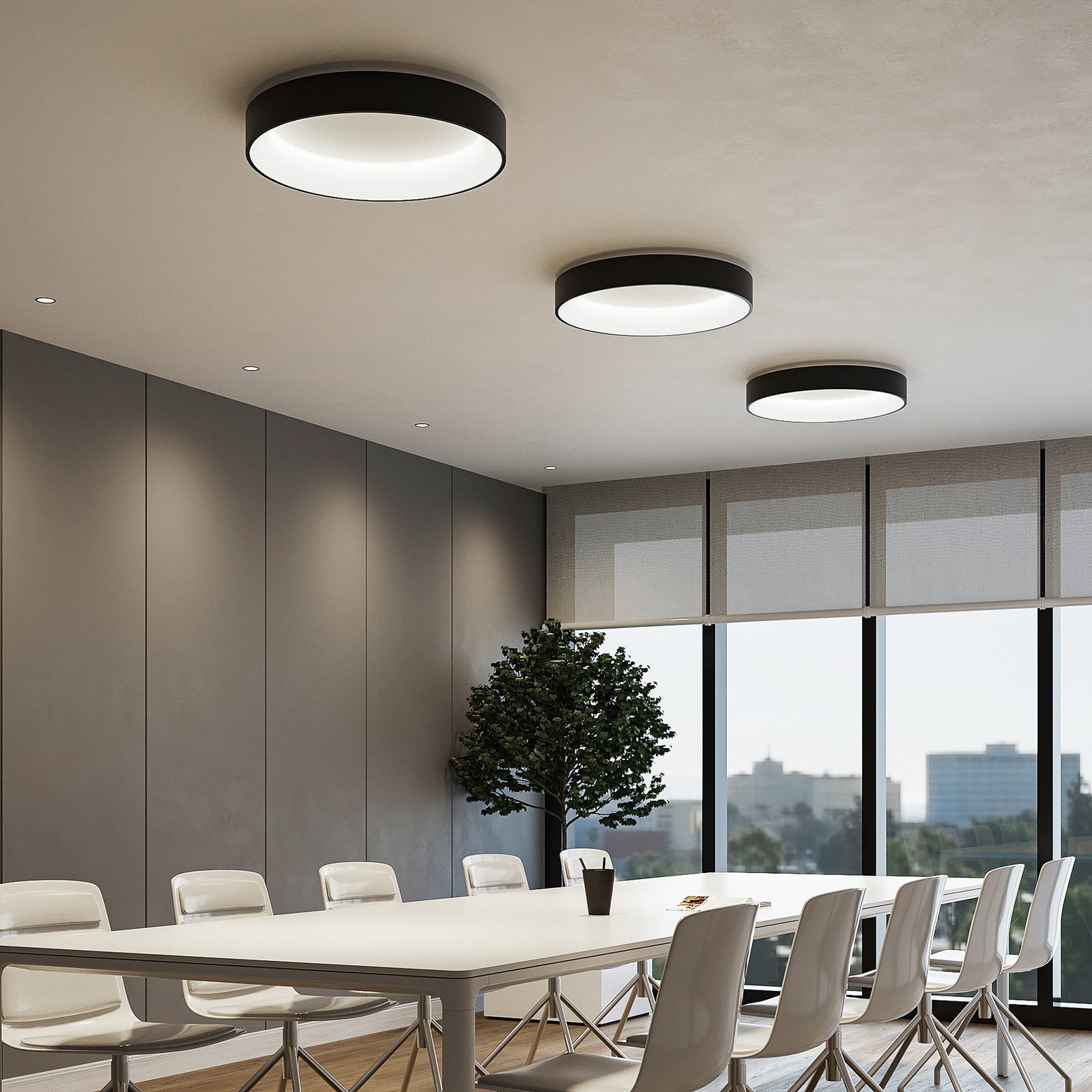 Arcchio LED ceiling lamp Aleksi, round, black, metal, CCT