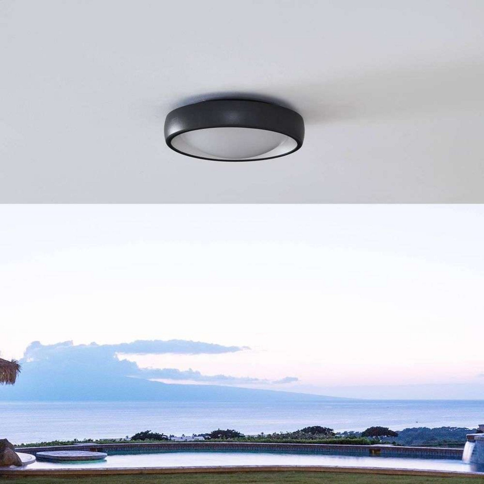 Niniel Round LED Plafonieră Exterior Black/White - Lindby