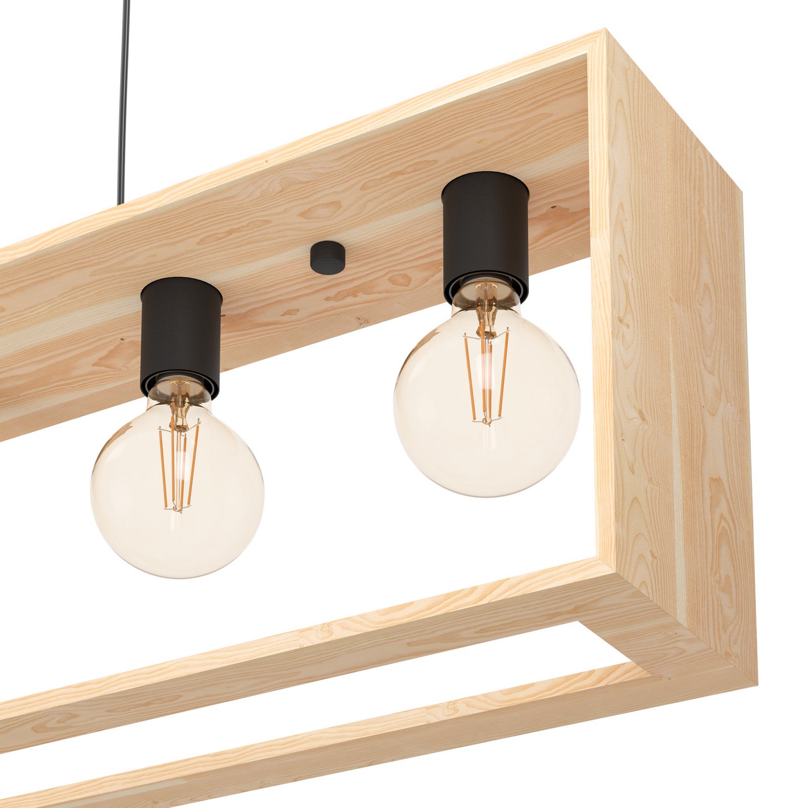 Hängelampe Famborough mit Holzrahmen, fünfflammig