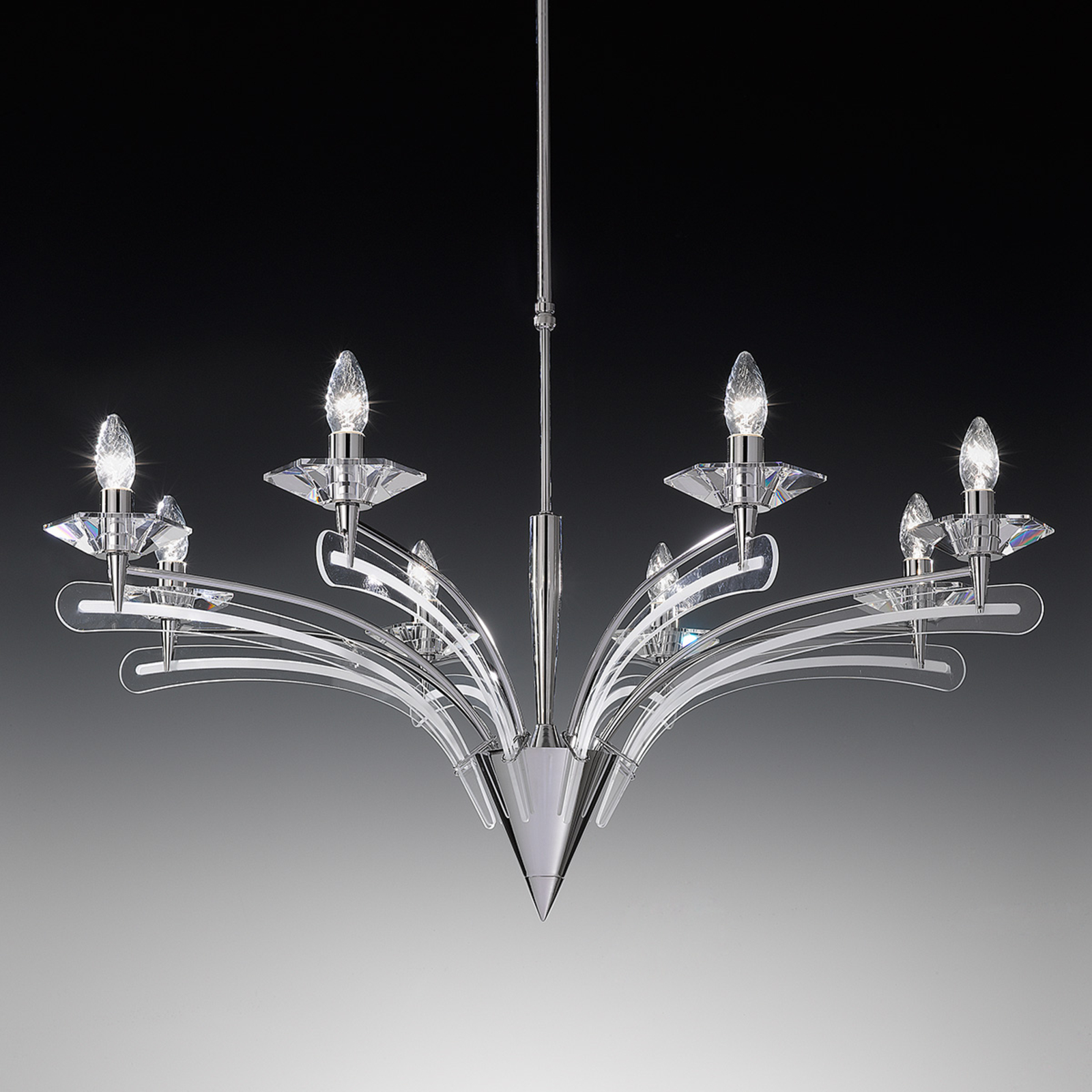 Kronleuchter ICARO mit Kristallglas, 100 cm