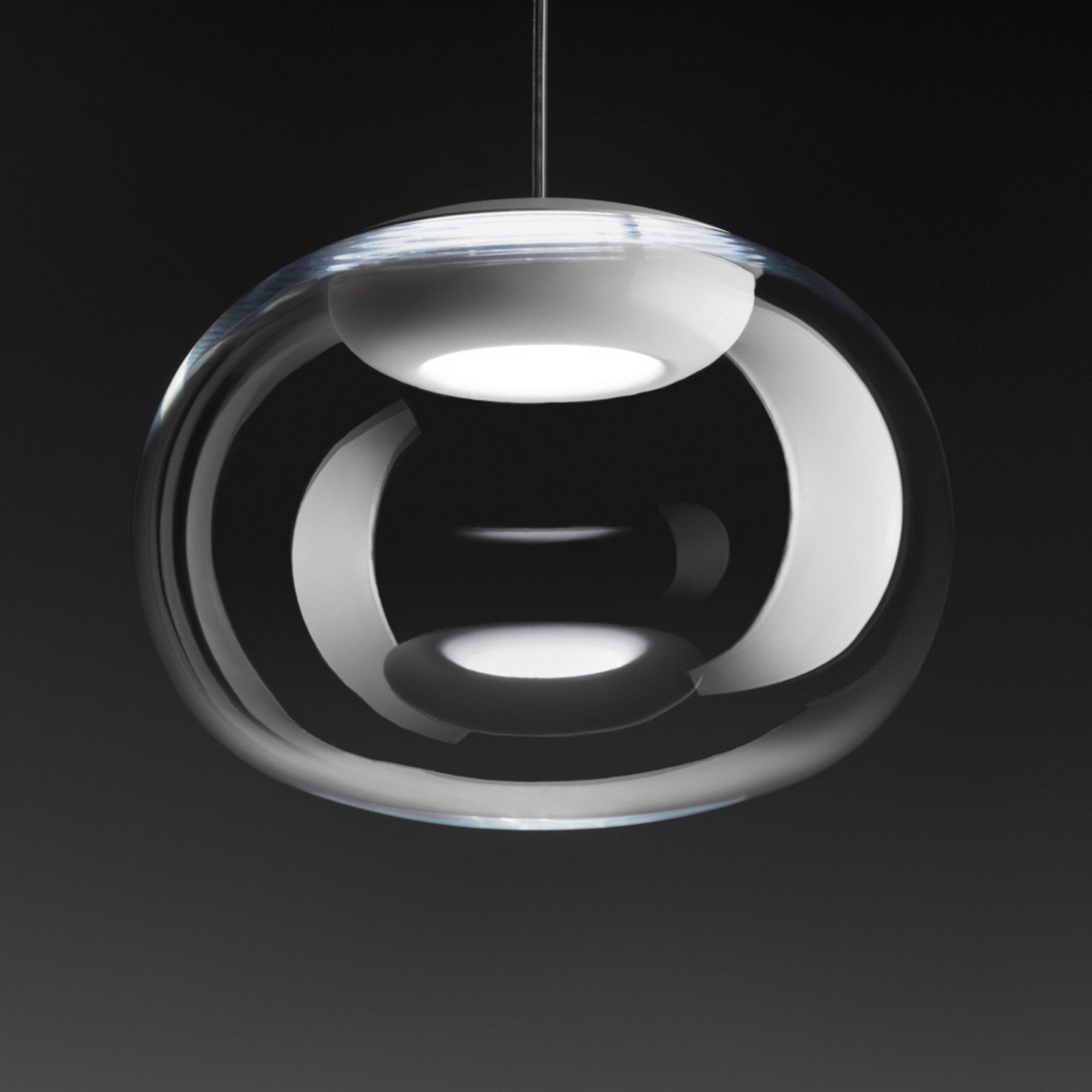 Stilnovo La Mariée suspendată LED transparent/alb - Camera de zi / sufragerie - design - transparent alb - Sticlă