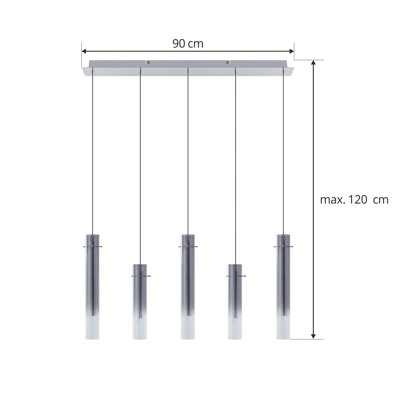 Lucande LED-taklampa Korvitha, 5-ljus, grå, glas