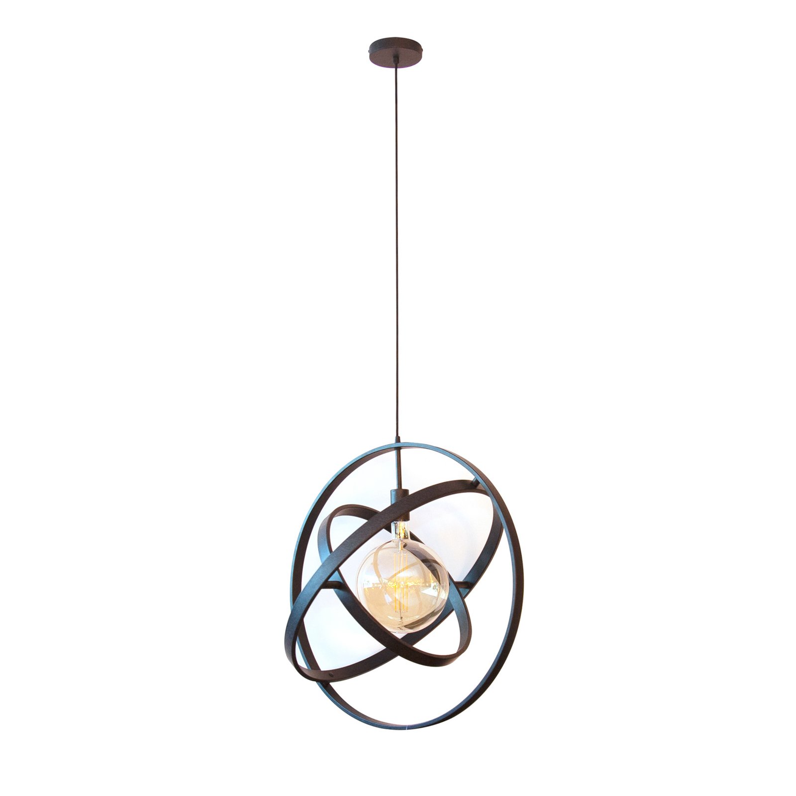 Hanglamp Orbit met drie ringen, 1-lamp, zwart