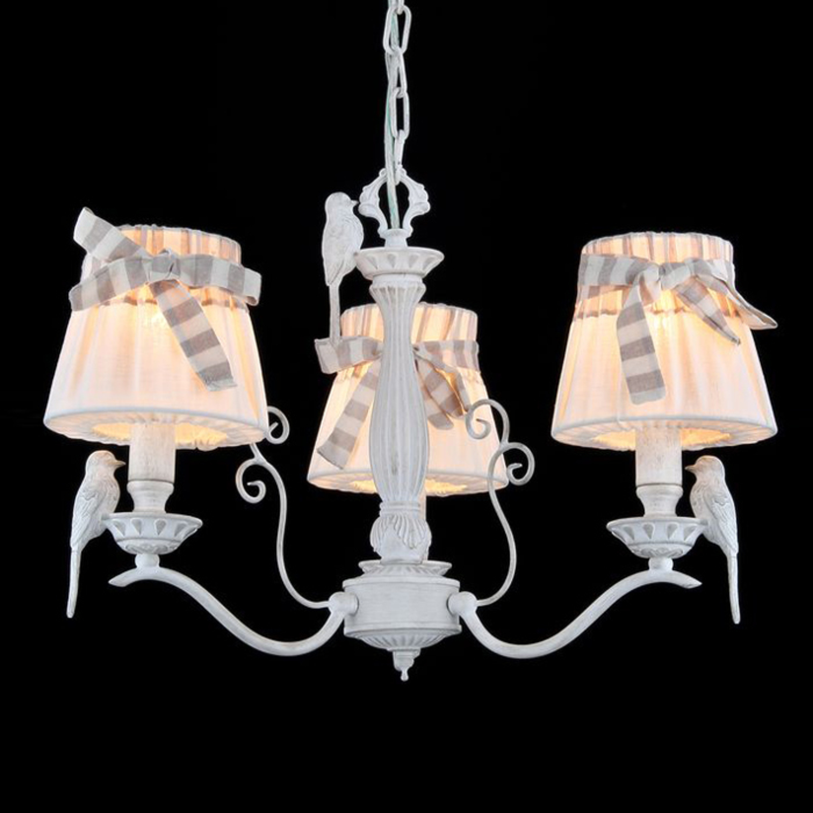 Suspension Bird à 3 lampes avec abat-jour en lin