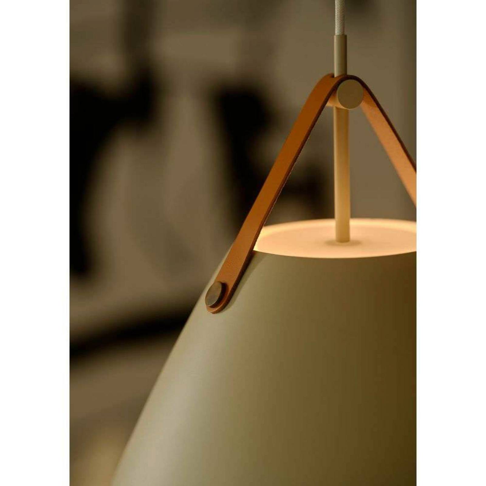 Lampa wisząca Strap, kolor piaskowy, Ø 36 cm, metal/skóra