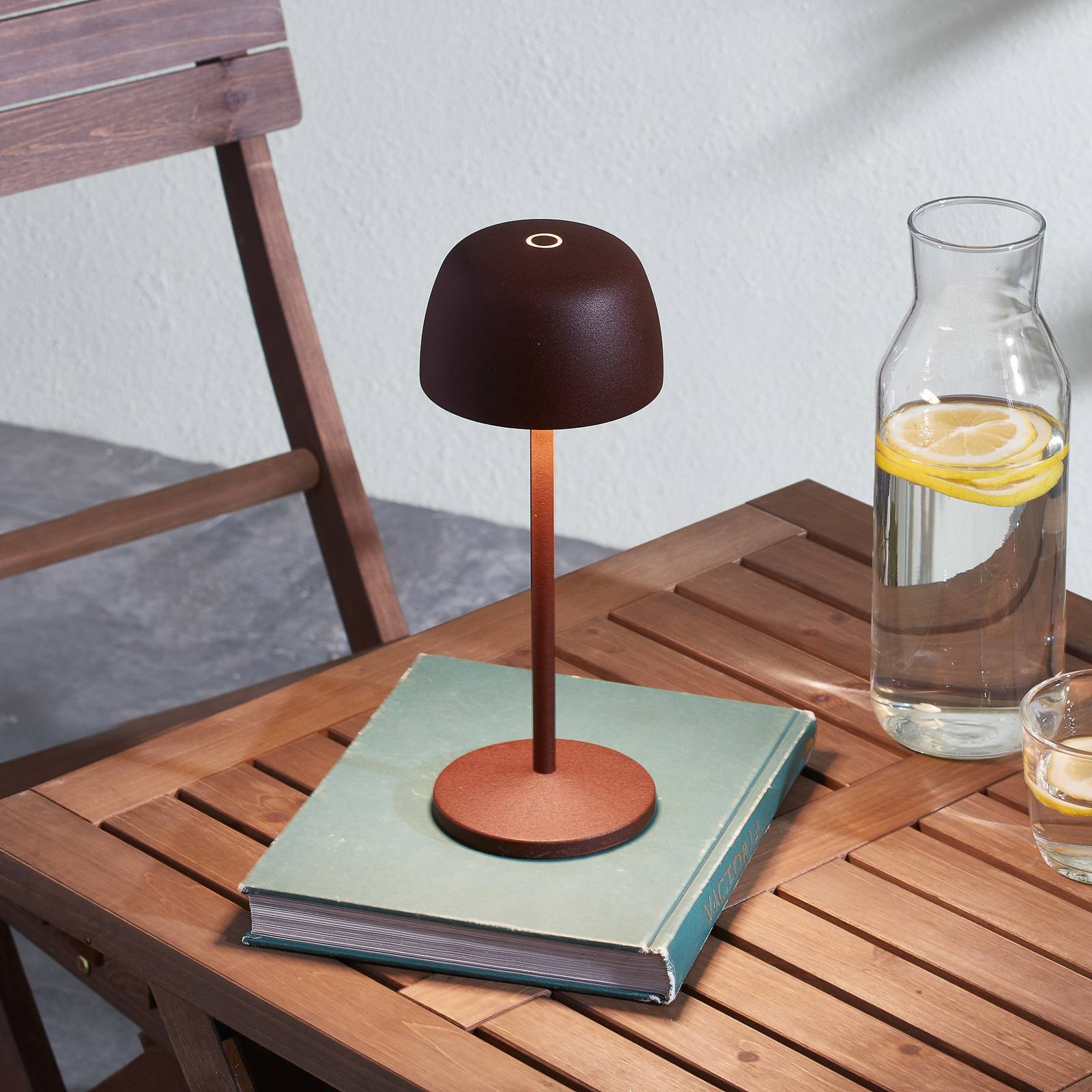 Lindby Lampe de table LED rechargeable Arietty marron lot de 2 alu