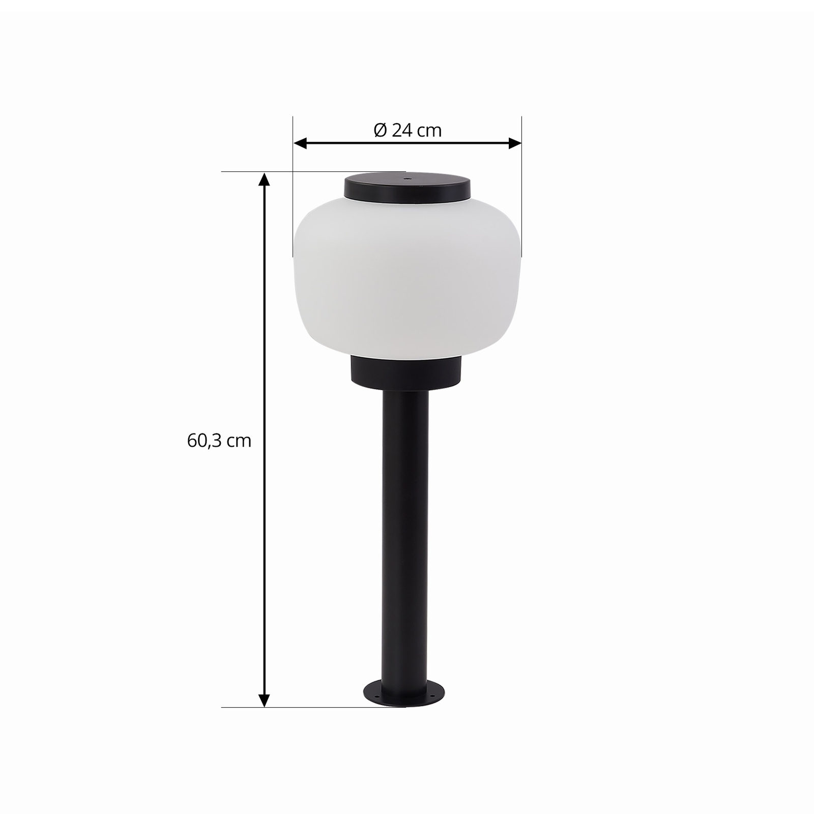 Lindby pillar light Orfeas, black/white, aluminium, Ø 24 cm