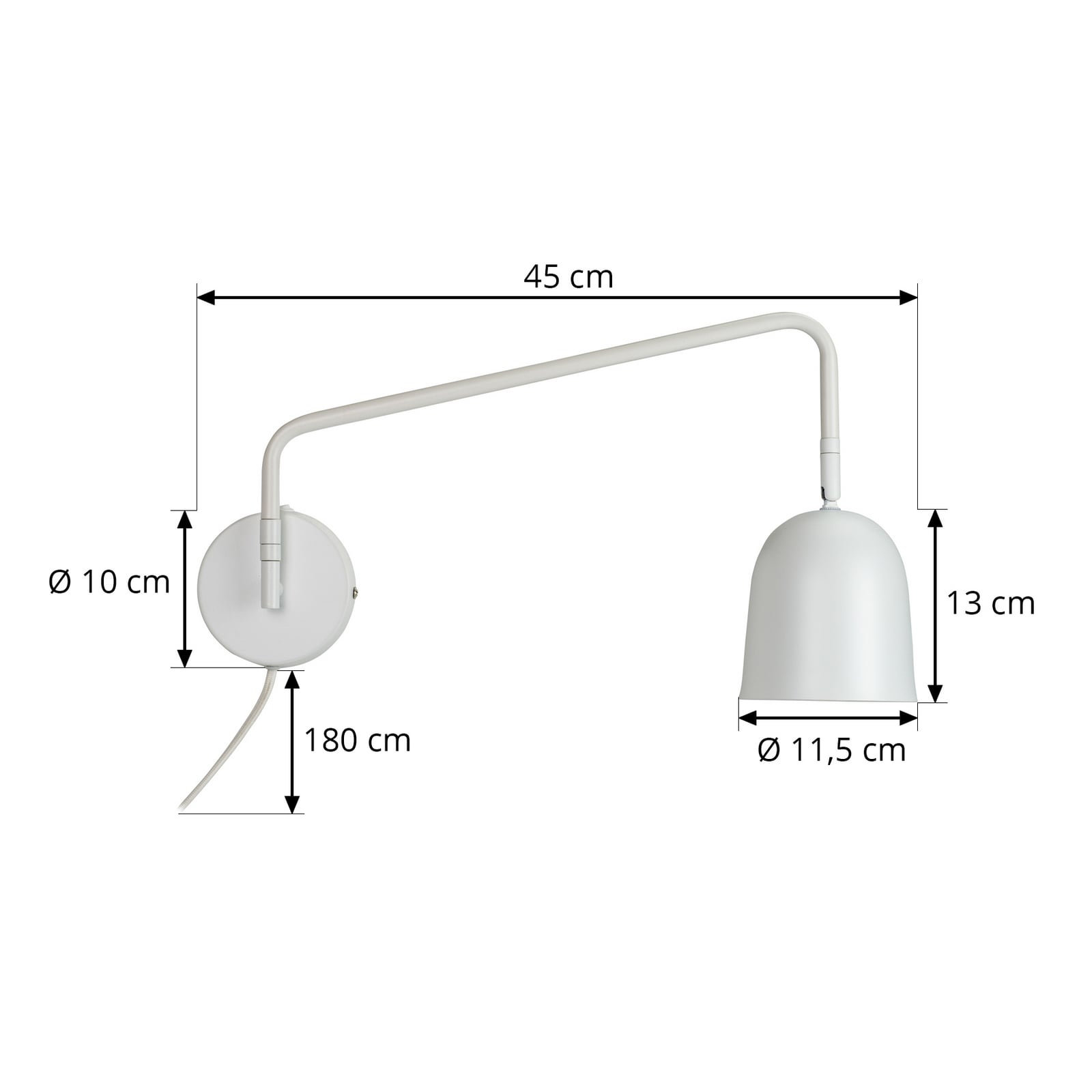 Dyberg Larsen Vägglampa Manchester, vit, utskjutande del 45 cm Dyberg Larsen Vägglampa Manchester, vit, utskjutande del 45 cm