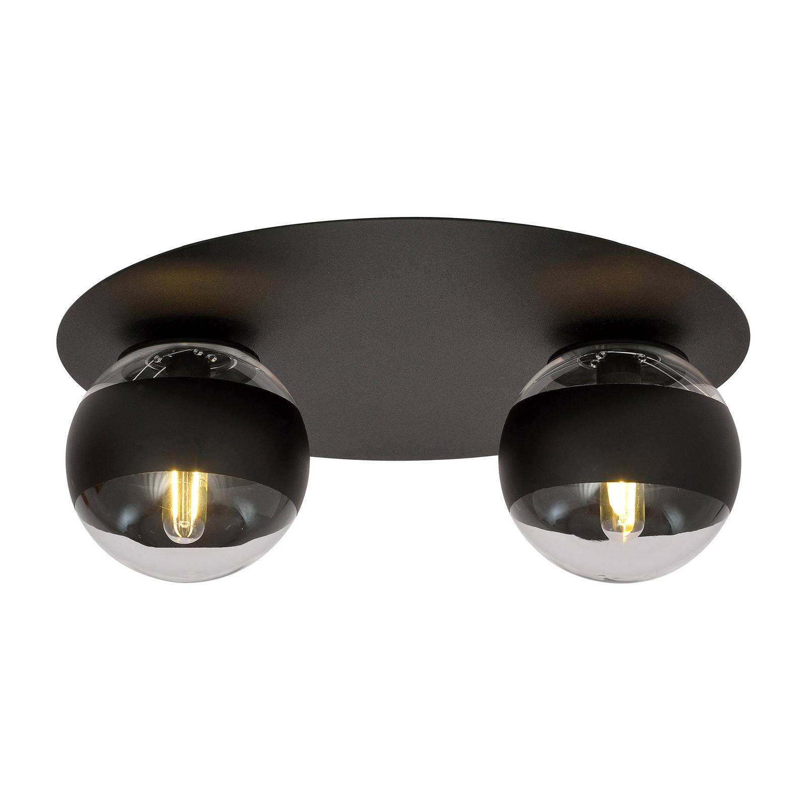 Plafonnier Kenzo noir/transparent deux lampes