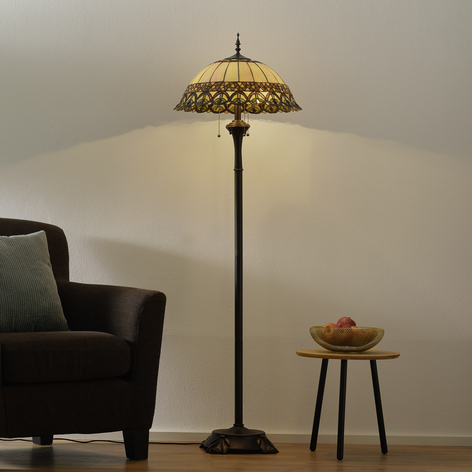 Frieda - lampadaire avec abat-jour Tiffany