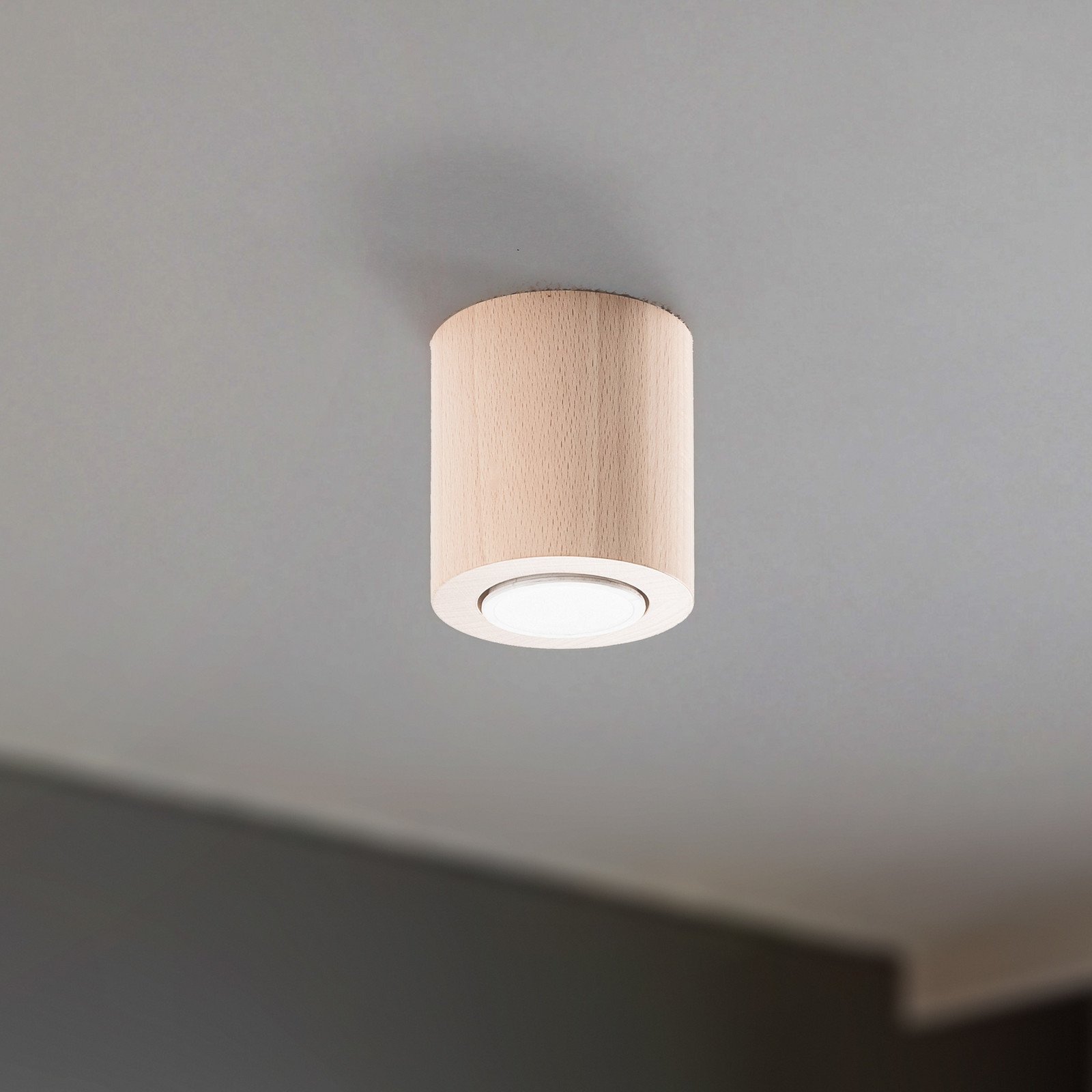 TK Lighting Spot de tavan Eve fag lemn Ø 8 cm GU10 - Camera de zi / sufragerie - buf