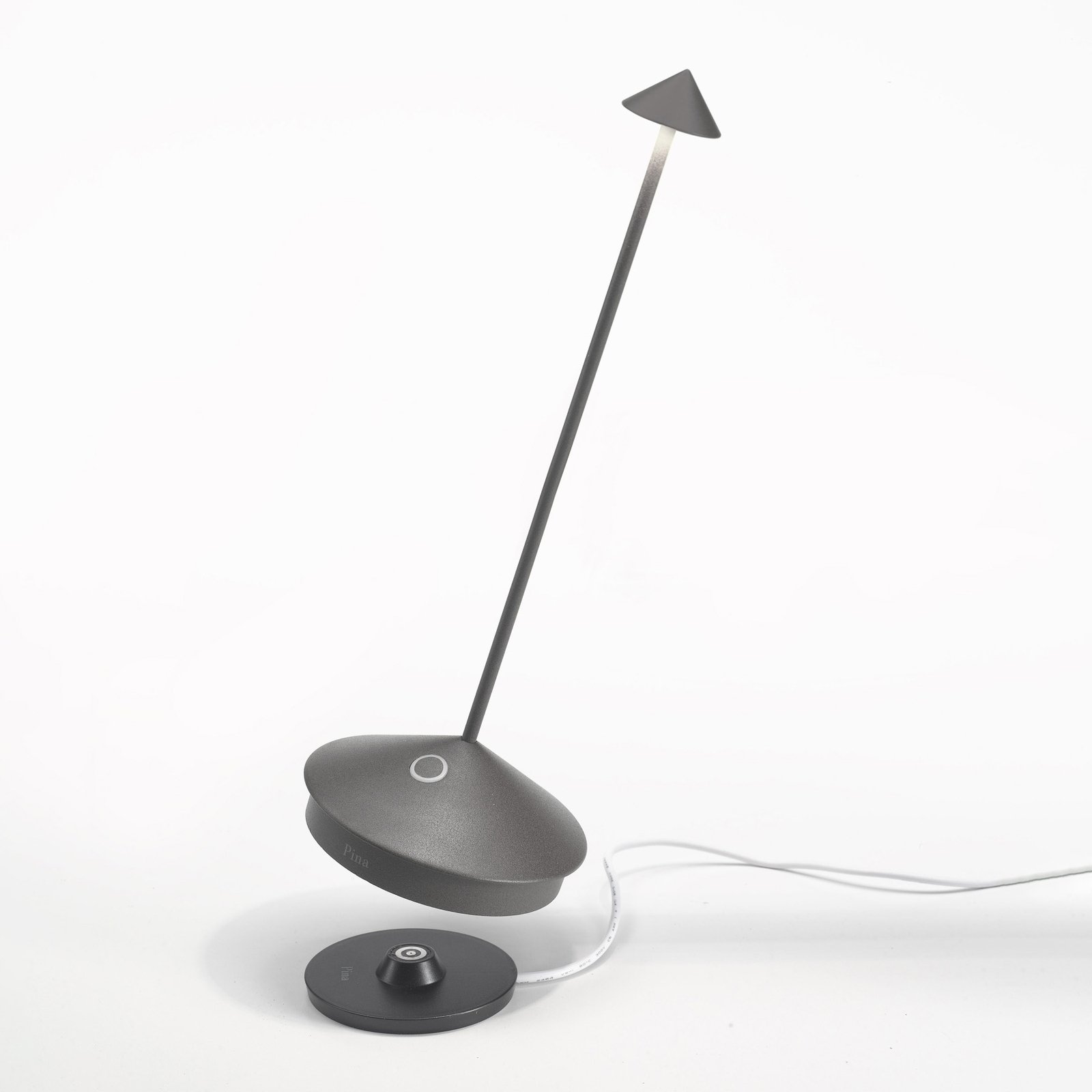Zafferano Pina 3K rechargeable table lamp IP54 dark grey
