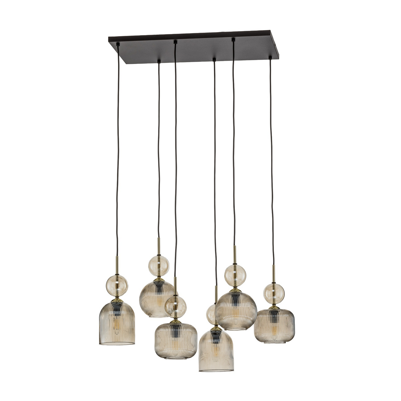 Sophia hanging light, 6-bulb, 65 cm, cognac/black, E14 Sophia hanging light, 6-bulb, 65 cm, cognac/black, E14