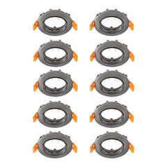 Plafonnier à encastrer Fibur de Prios, gris foncé, Ø8cm, lot de 10