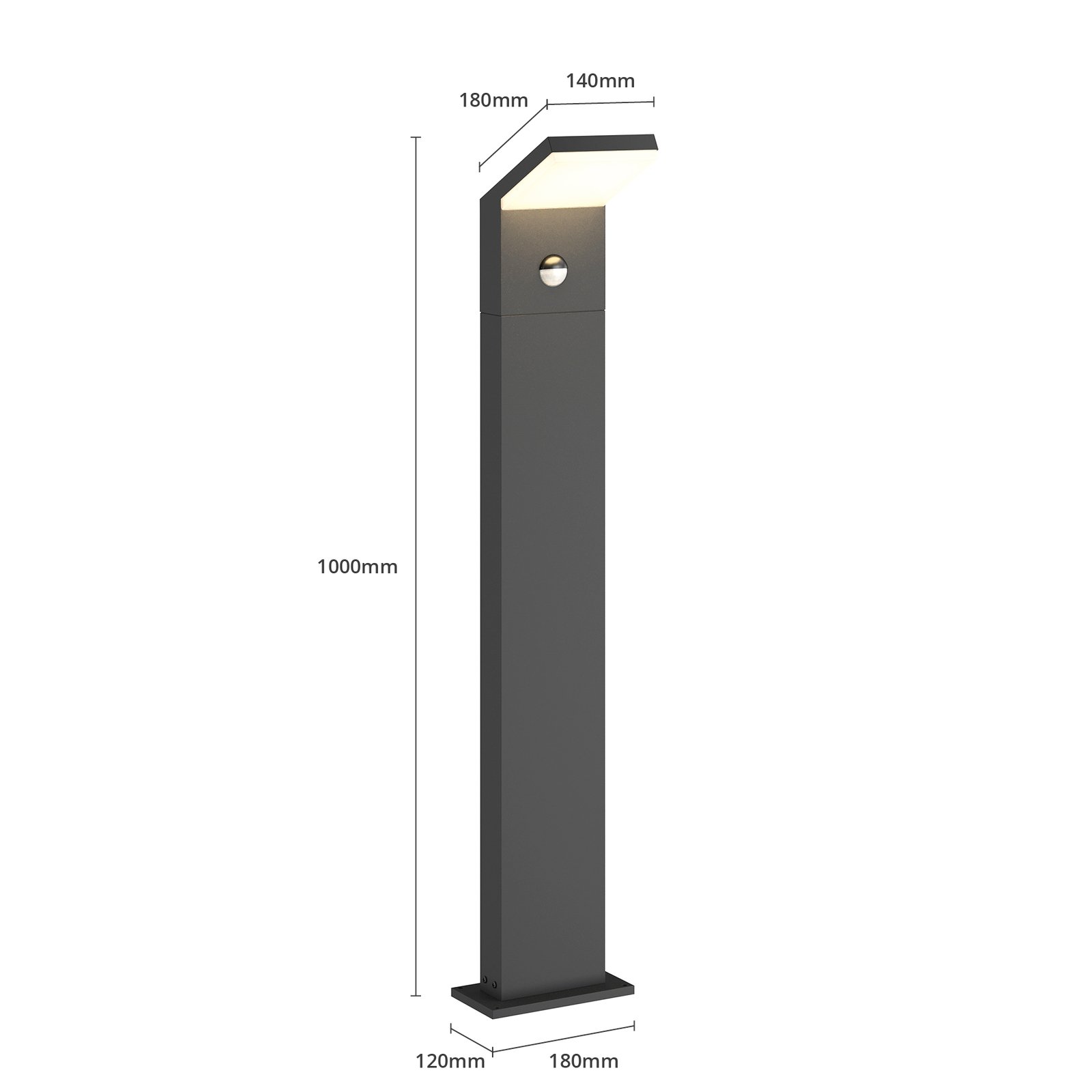 Yolena Outdoor Garden Lamp w/Sensor H100 Dark Grey/White - Arcchio