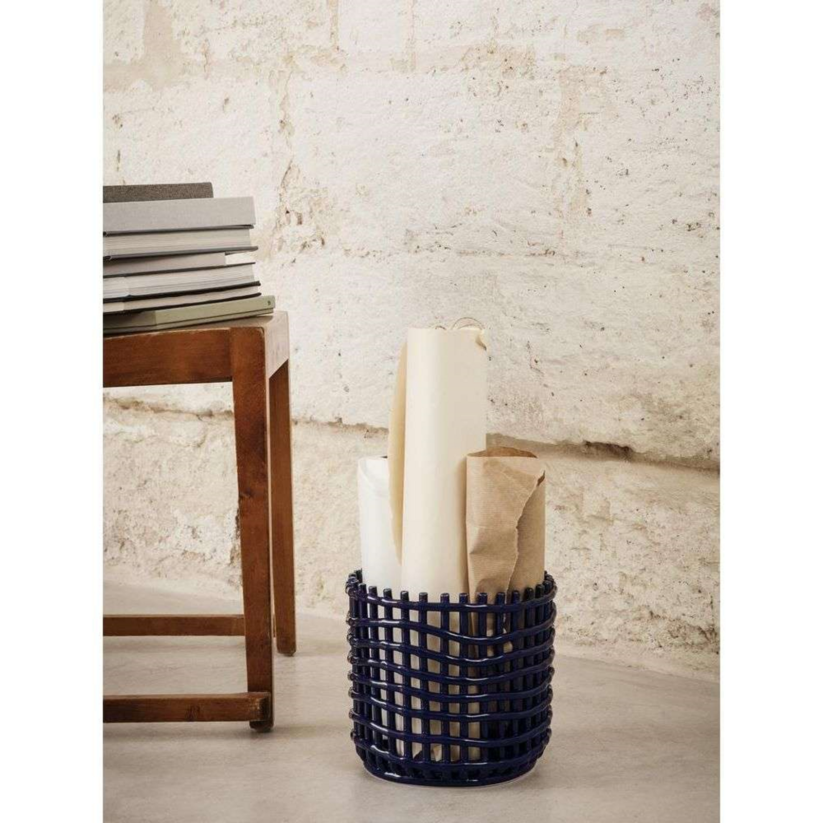 Ceramic Basket Large Blue - ferm LIVING