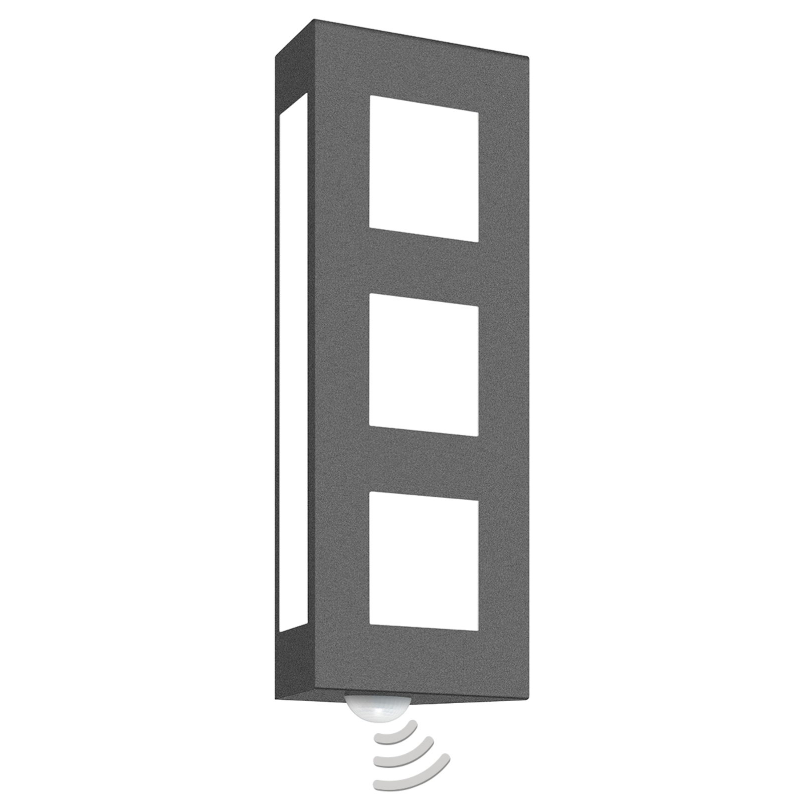 CMD Sensor outdoor wall light Aqua Trilo, anthracite, stainless steel, opal glass, E27, 60 W, energy efficiency: A++, W: 16 cm, H: 40 cm