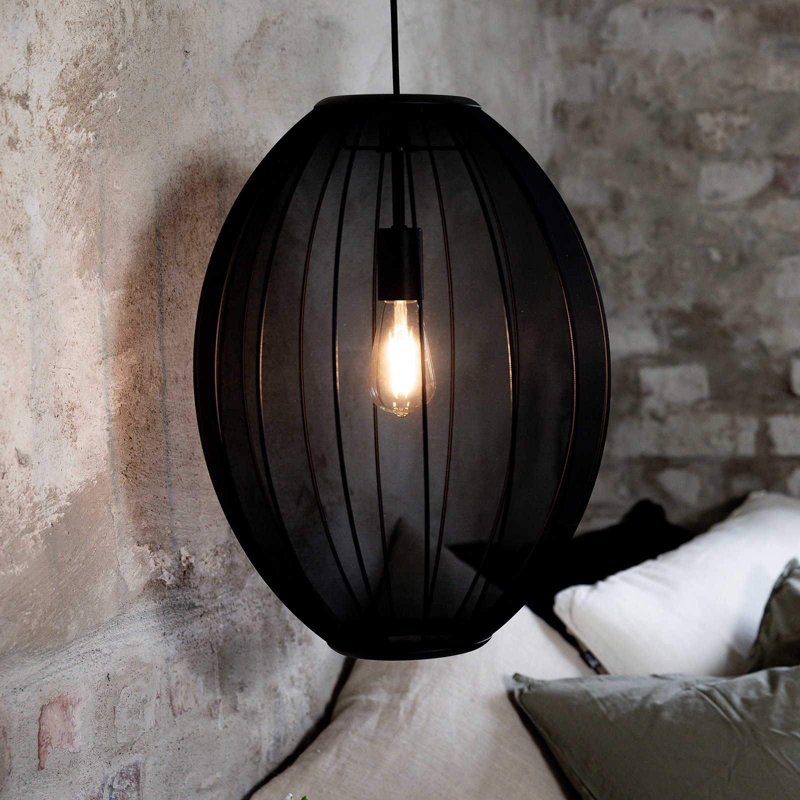 Florence hanging light, black, Ø 40 cm, nylon