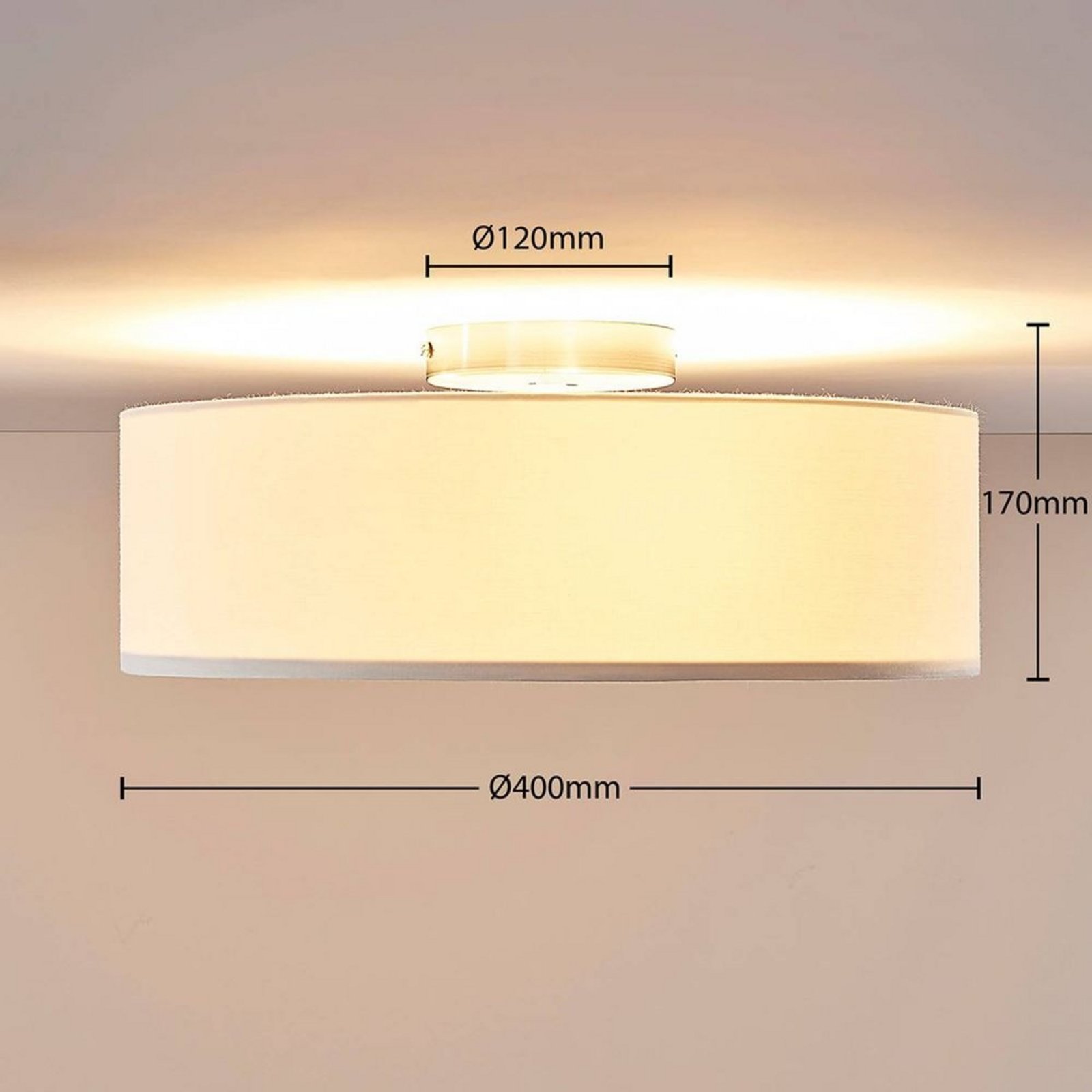 Sebatin Ceiling Lamp Ø40 Cream/White/Nickel - Lindby