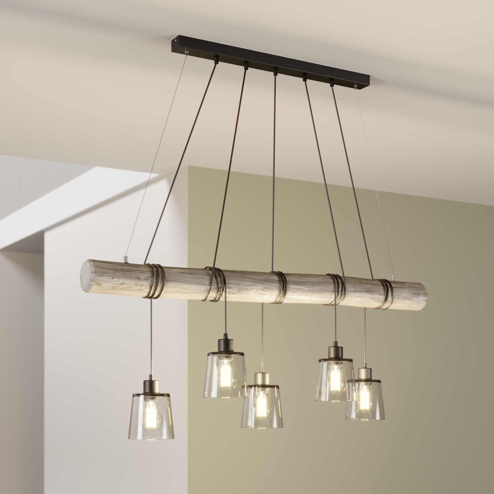 Karrl hanging light, 5-bulb, smoky grey/grey