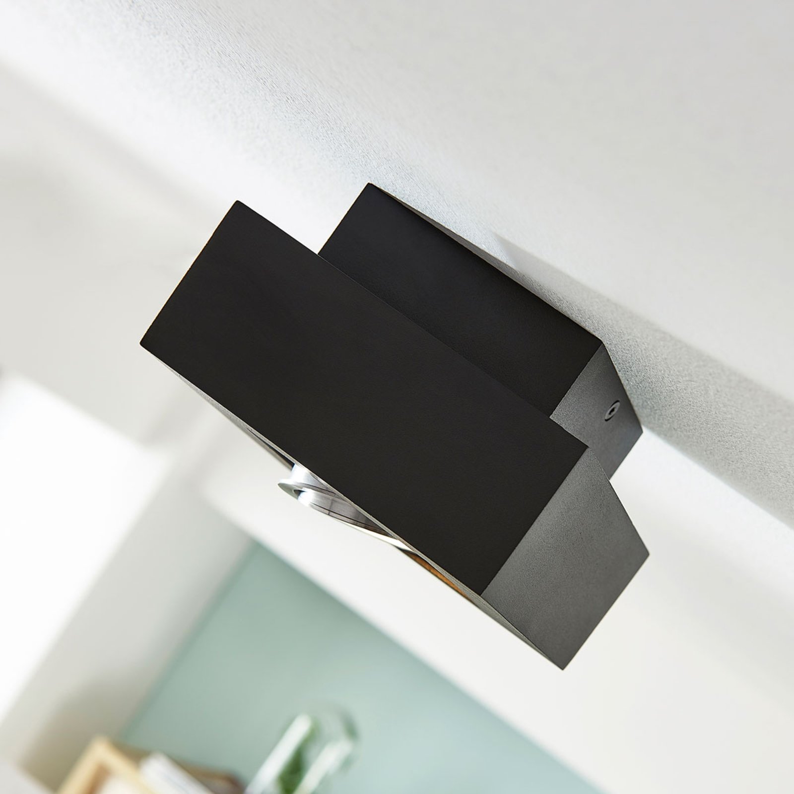 Vince LED ceiling light 14 x 14 cm in black