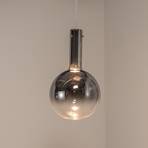 Toronto pendant light, chrome-transparent glass globe, Ø 25 cm