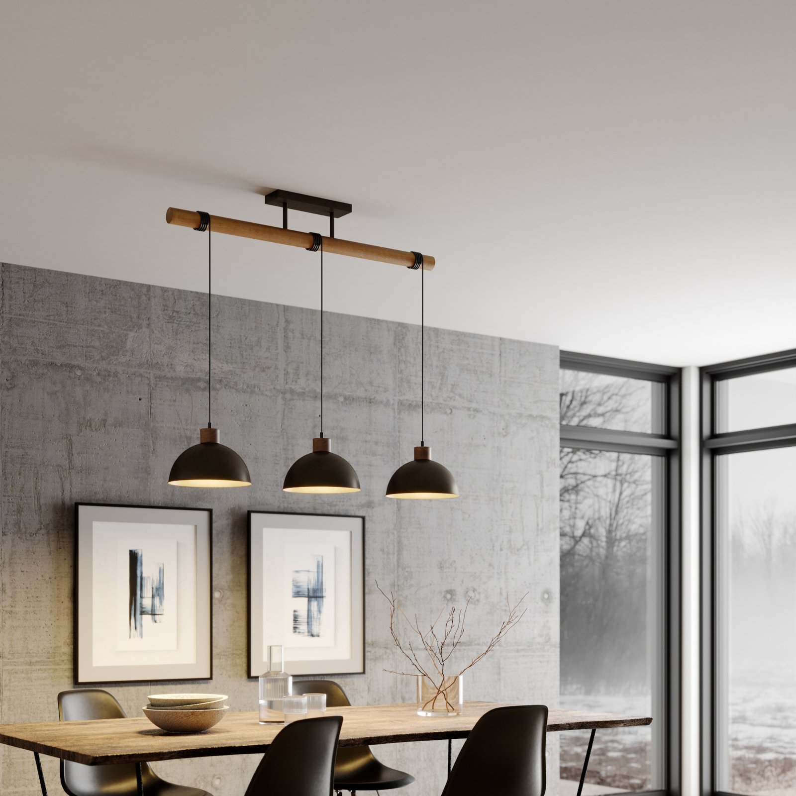 Holgar Pendant Green/Wood - Lindby