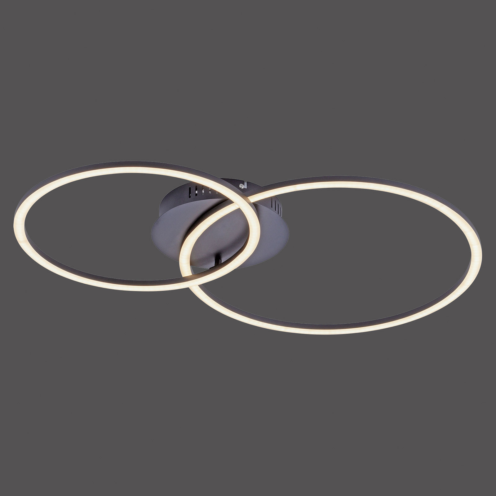 LED-Deckenleuchte Ivanka, zwei Ringe, schwarz