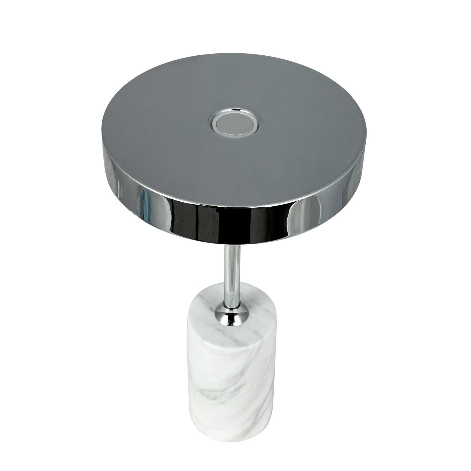 Dyberg Larsen Lampada LED da tavolo a batteria Starlight, cromo/bianco