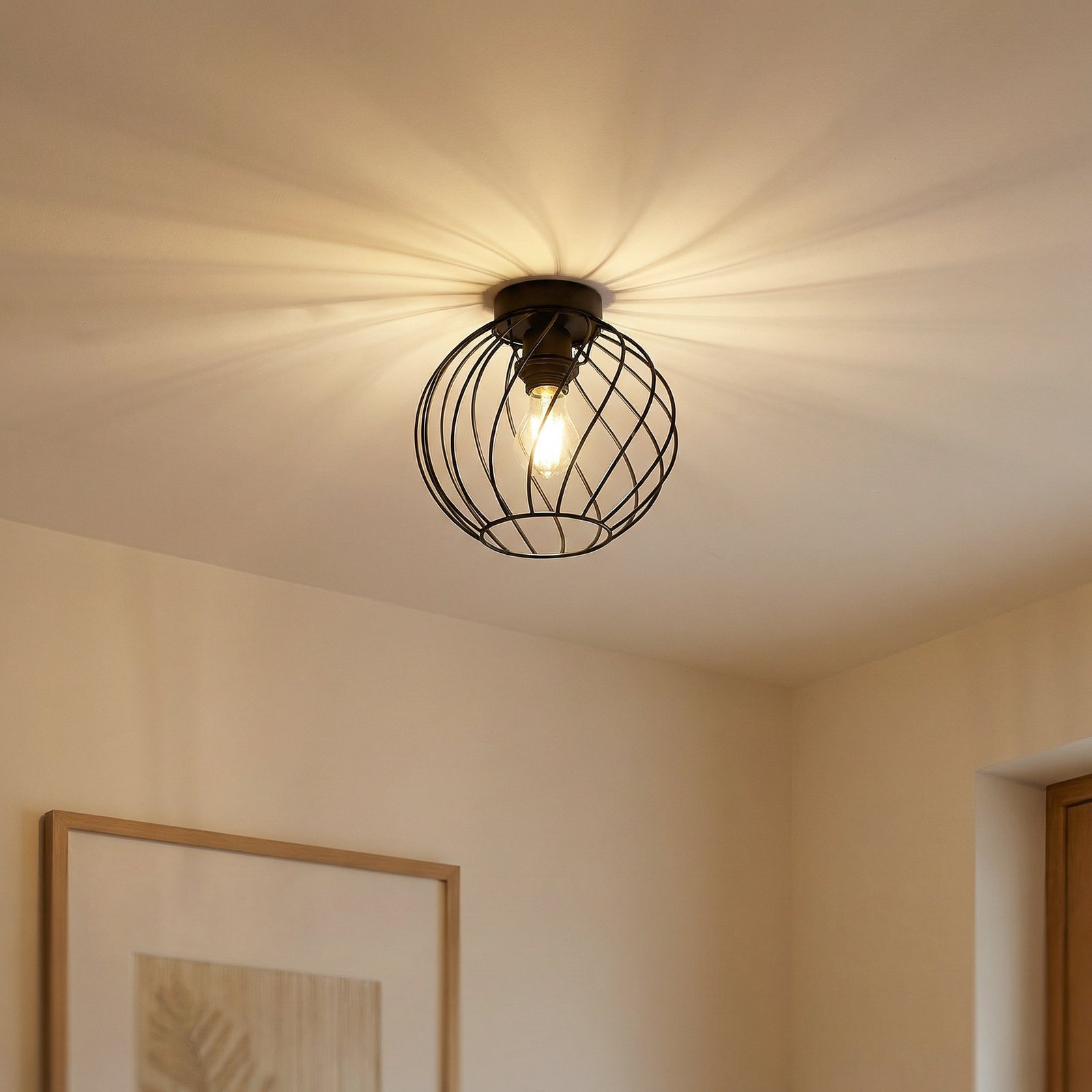 Plafoniera Lindby Danika, Ø 25 cm, nero, metallo