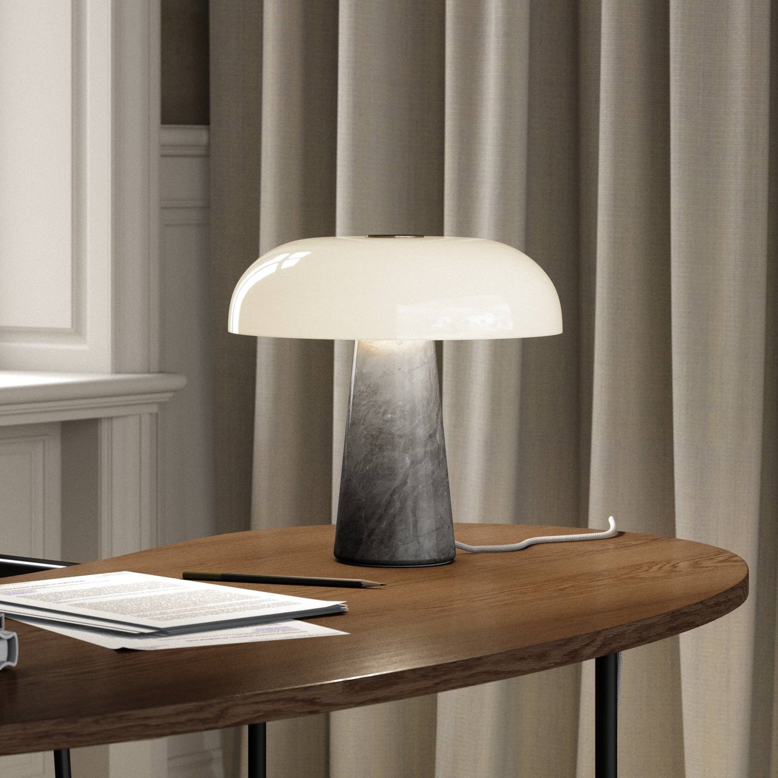 Table lamp Glossy, grey/opal white