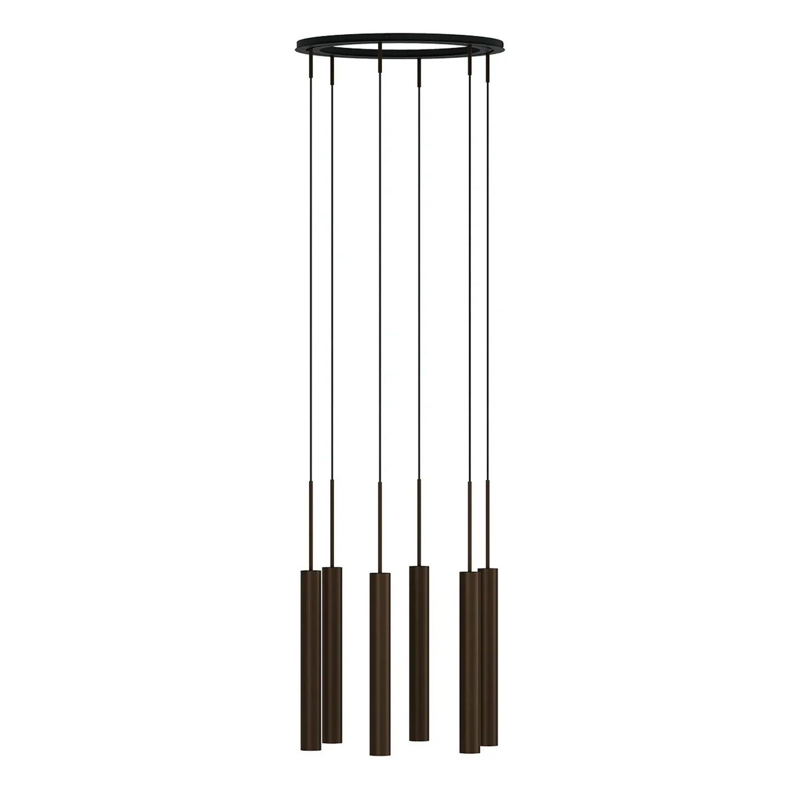 Audo Hängeleuchte Tubulaire, 6-flg, Ring, bronze, Alu