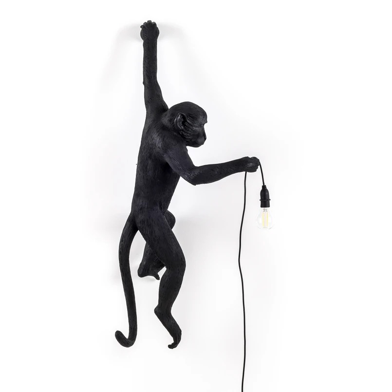SELETTI – Monkey Hanging Außen Wandleuchte Left Schwarz