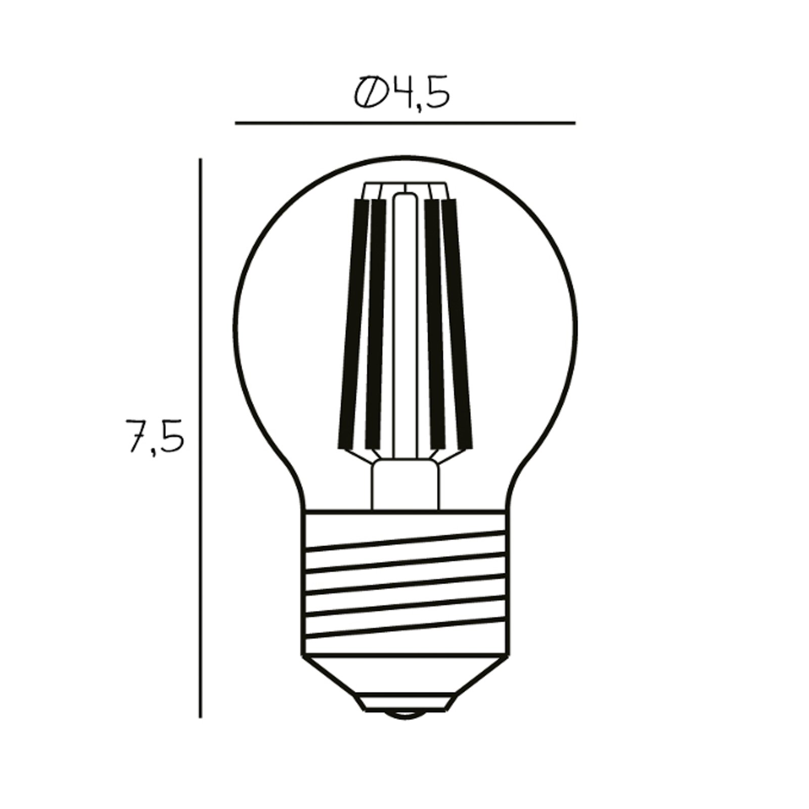 Arbitraarne LED-pirn, E27 Ø 4,5 cm 3,5W 2,200K dimmerdatav