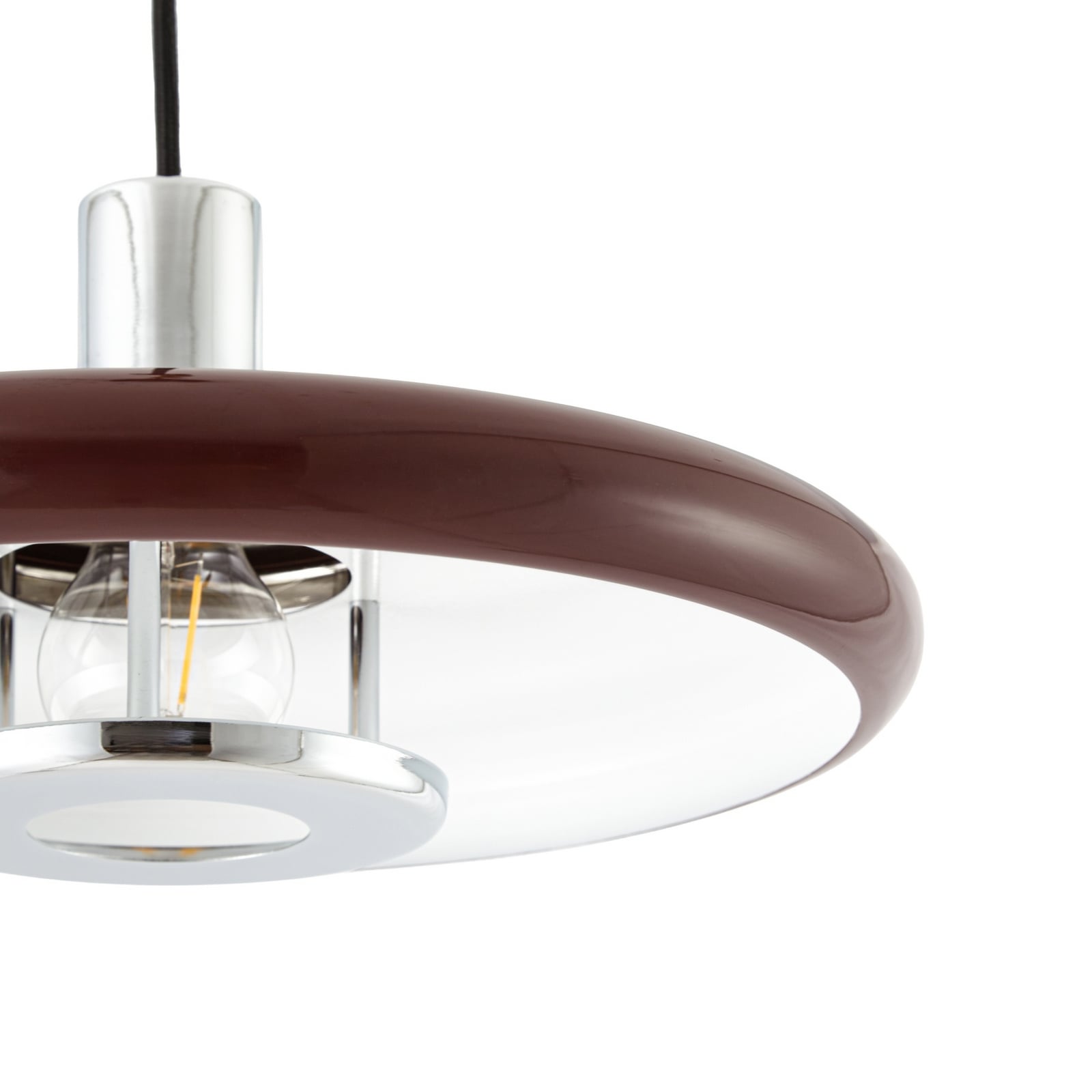 Lampada a sospensione Branford, bordeaux, Ø 35 cm, metallo, stile retrò - Lindby Lampada a sospensione Branford, bordeaux, Ø 35 cm, metallo, stile retrò - Lindby