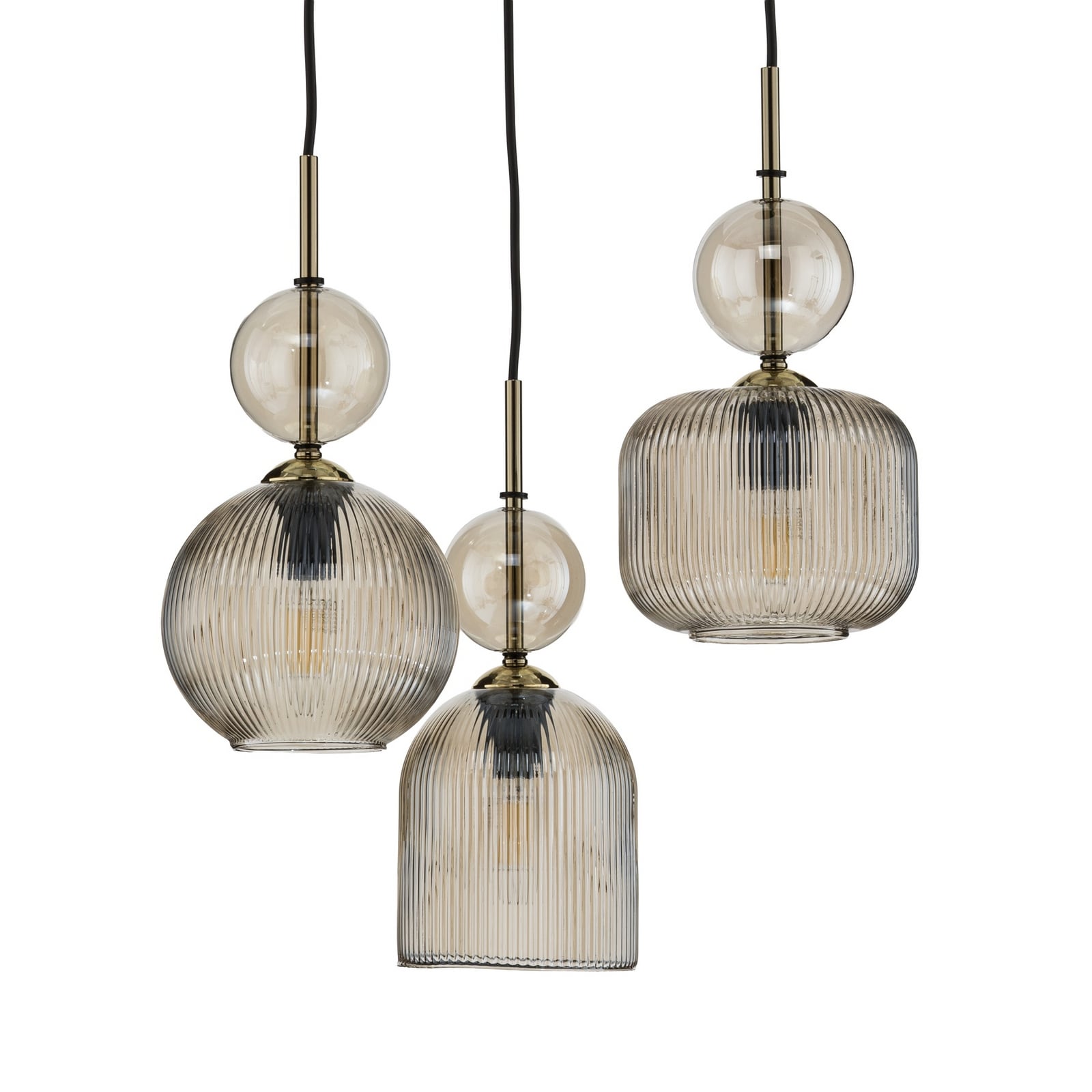 Hanglamp Sophia, 3-lamps, Ø 41 cm, cognac/zwart, E14