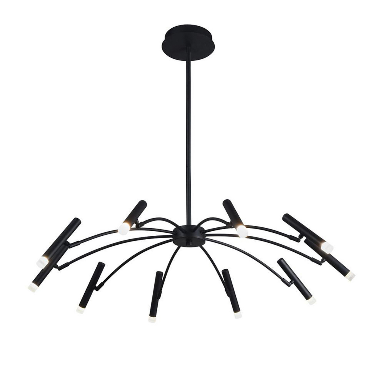 LED závesné svietidlo Secret, čierne, Ø 80 cm, kov, 10-pl.