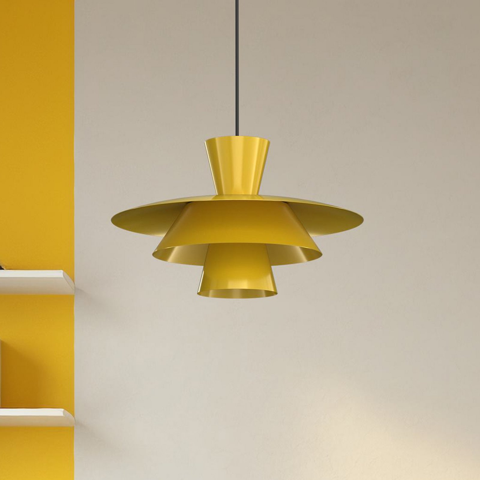 Suspension Plato, jaune moutarde, métal, Ø 38 cm, E27