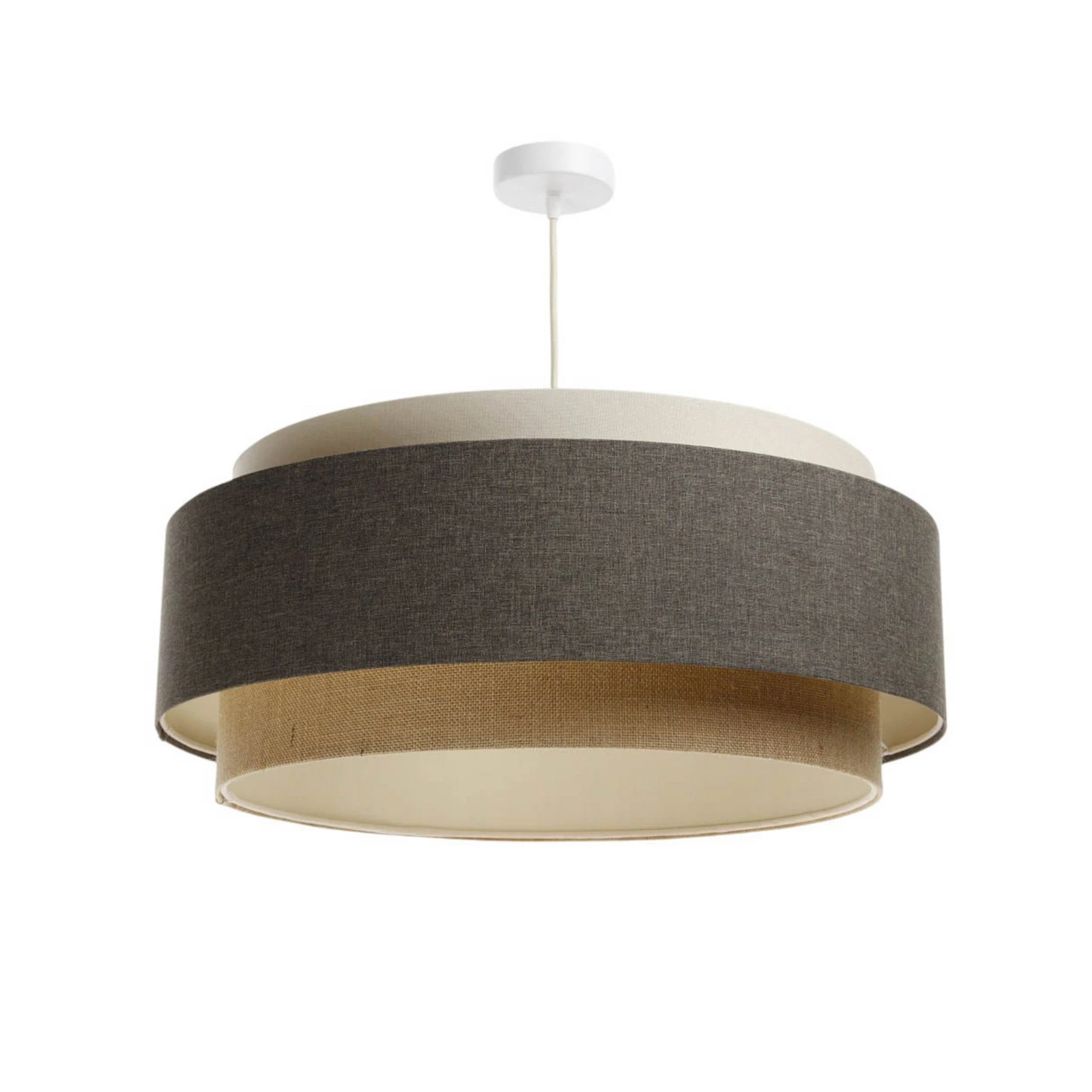 Suspension Boho Elegant, marron/beige/crème, Ø 60cm, textile