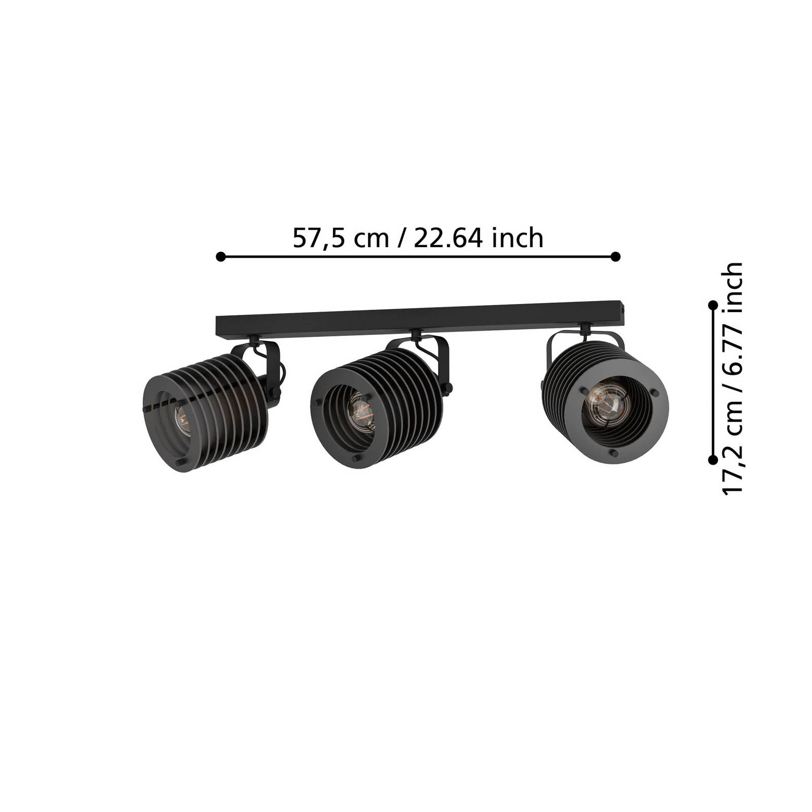 Lampa sufitowa Segovia, 3-punktowa