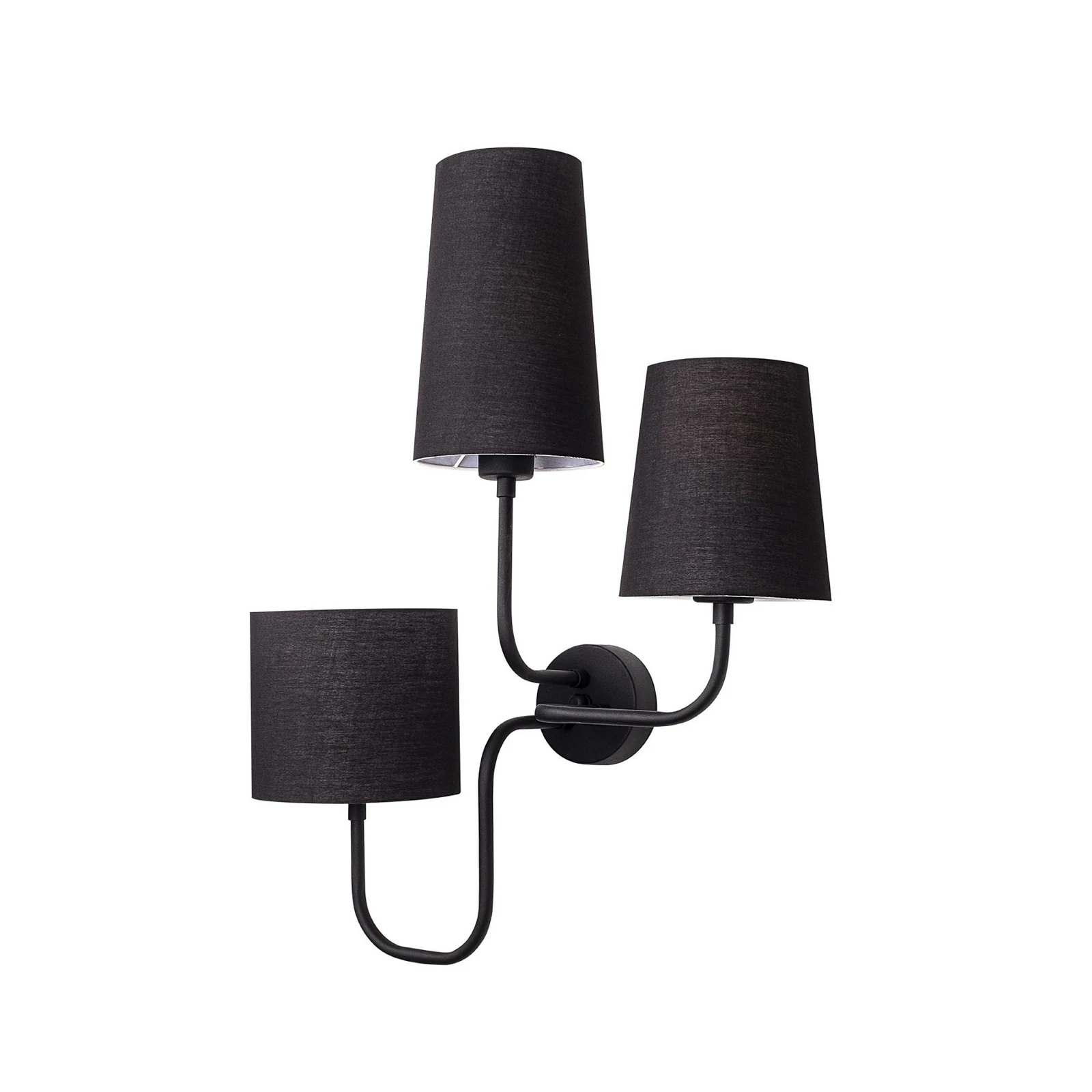 Sieninis šviestuvas „Çatal“, juodos spalvos, aukštis 57 cm, 3 lemputės,