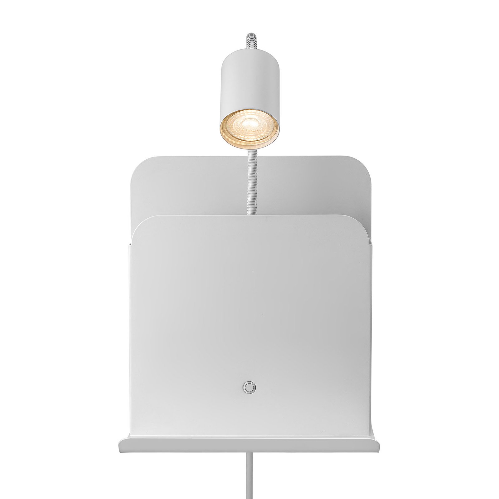 Vägglampa Roomi med hylla och USB, vit