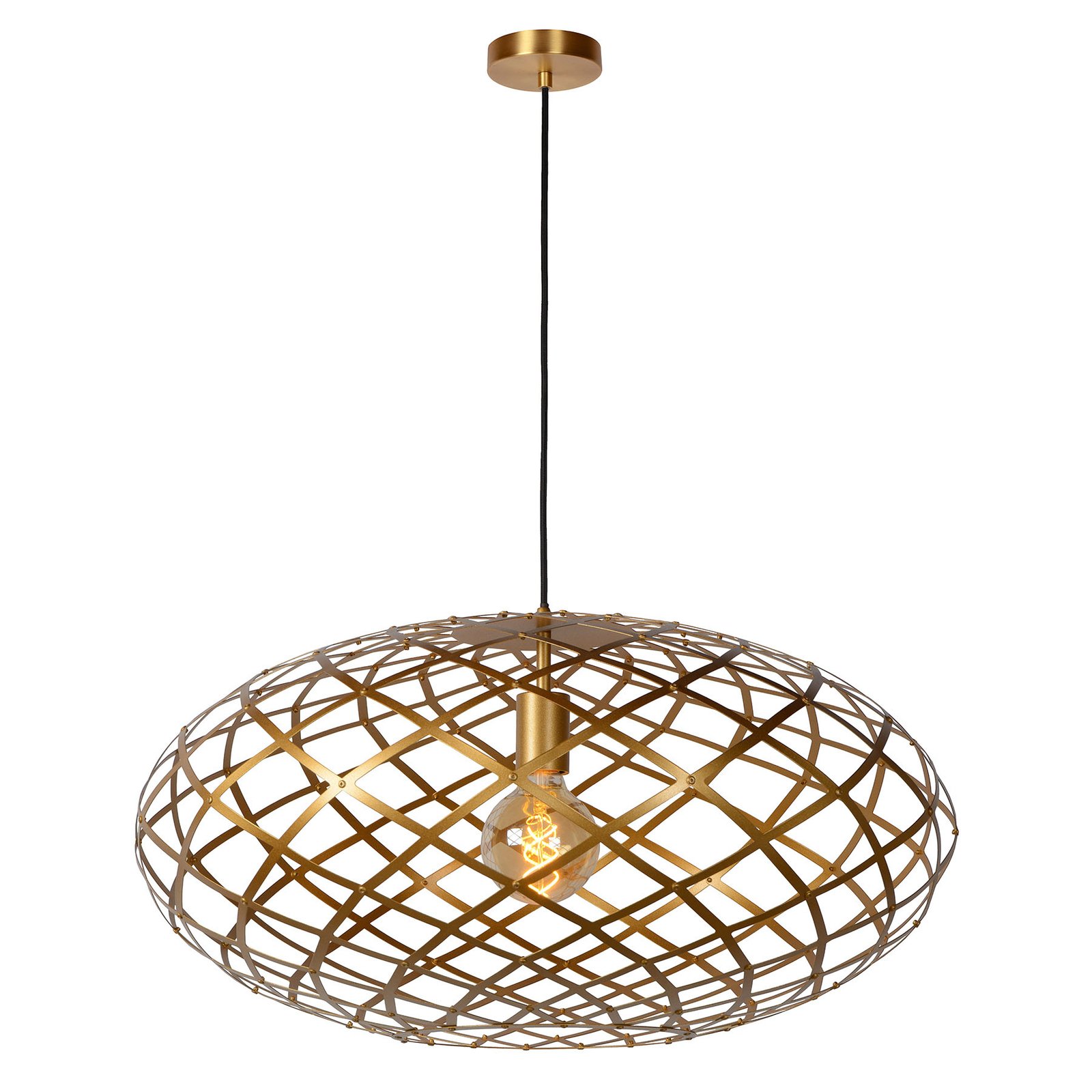 Lampada sospensione Wolfram, ovale, 65 cm, oro