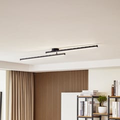 Lindby LED stropné svietidlo Aurendor, 135 cm, čierna farba, kov