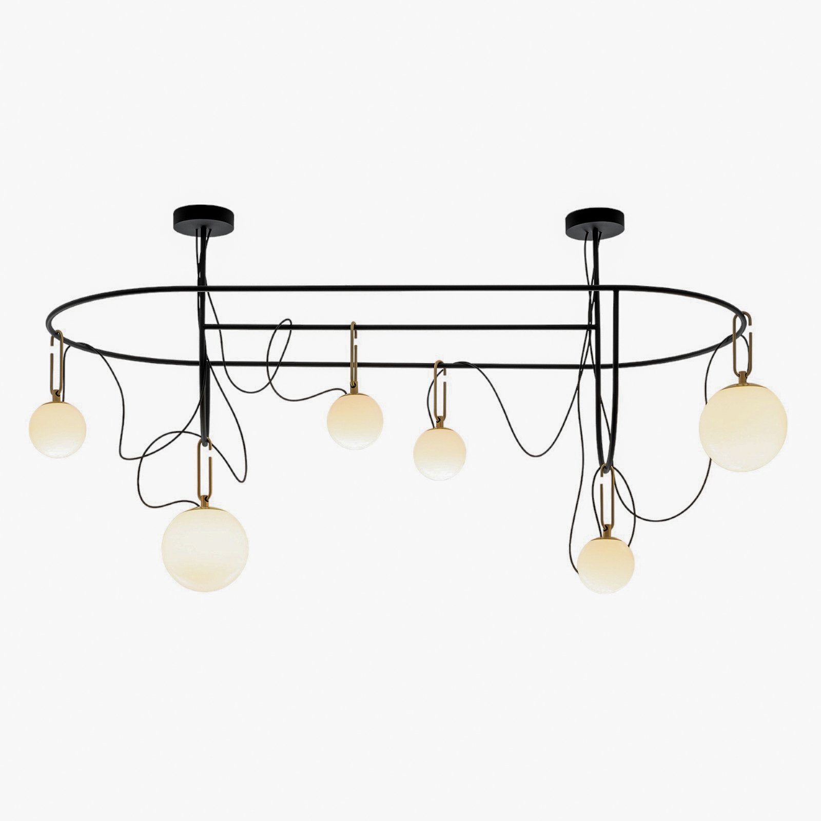 Artemide nh S5 candeeiro suspenso de vidro, seis luzes