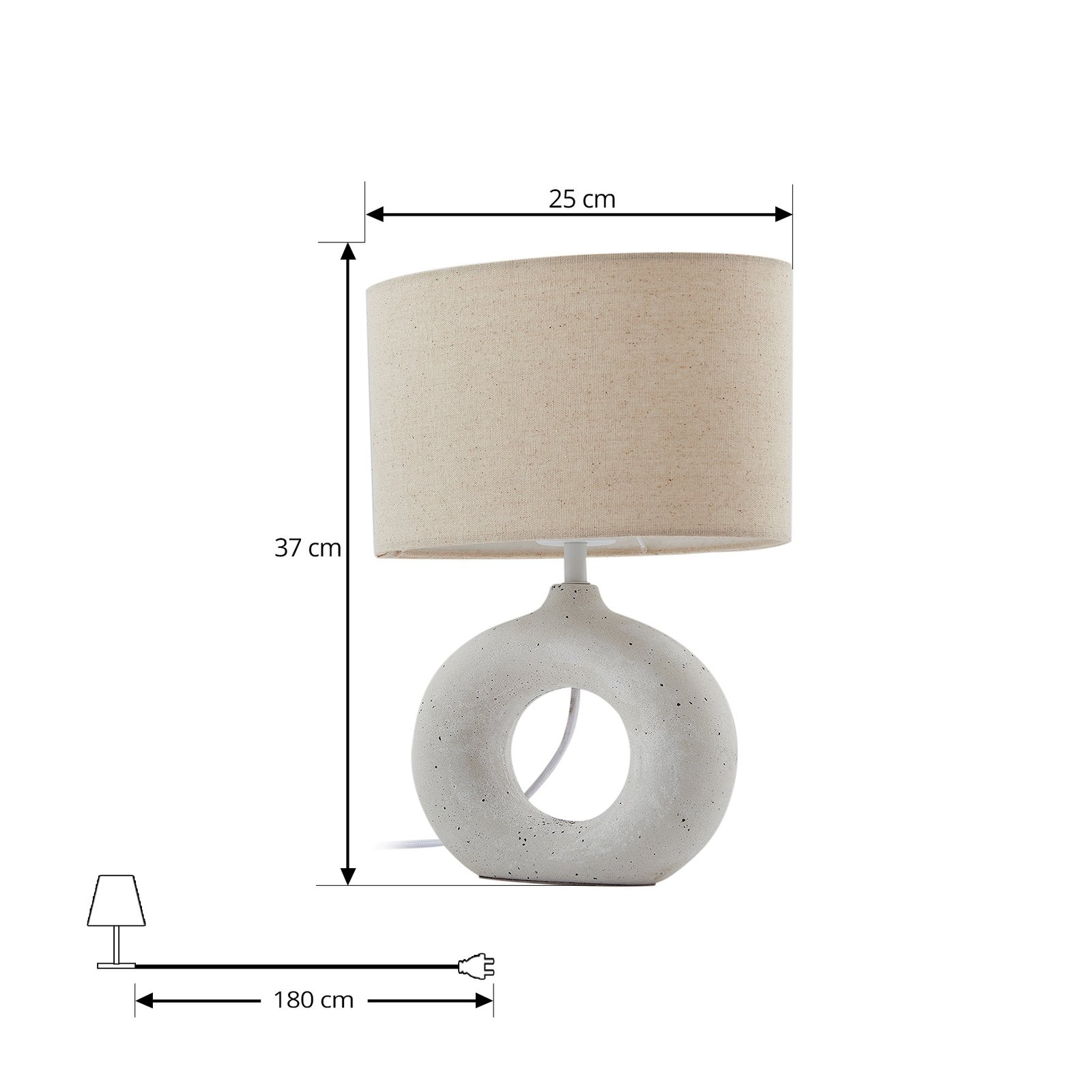 Lindby table lamp Kody, beige, textile, ceramic, 37 cm