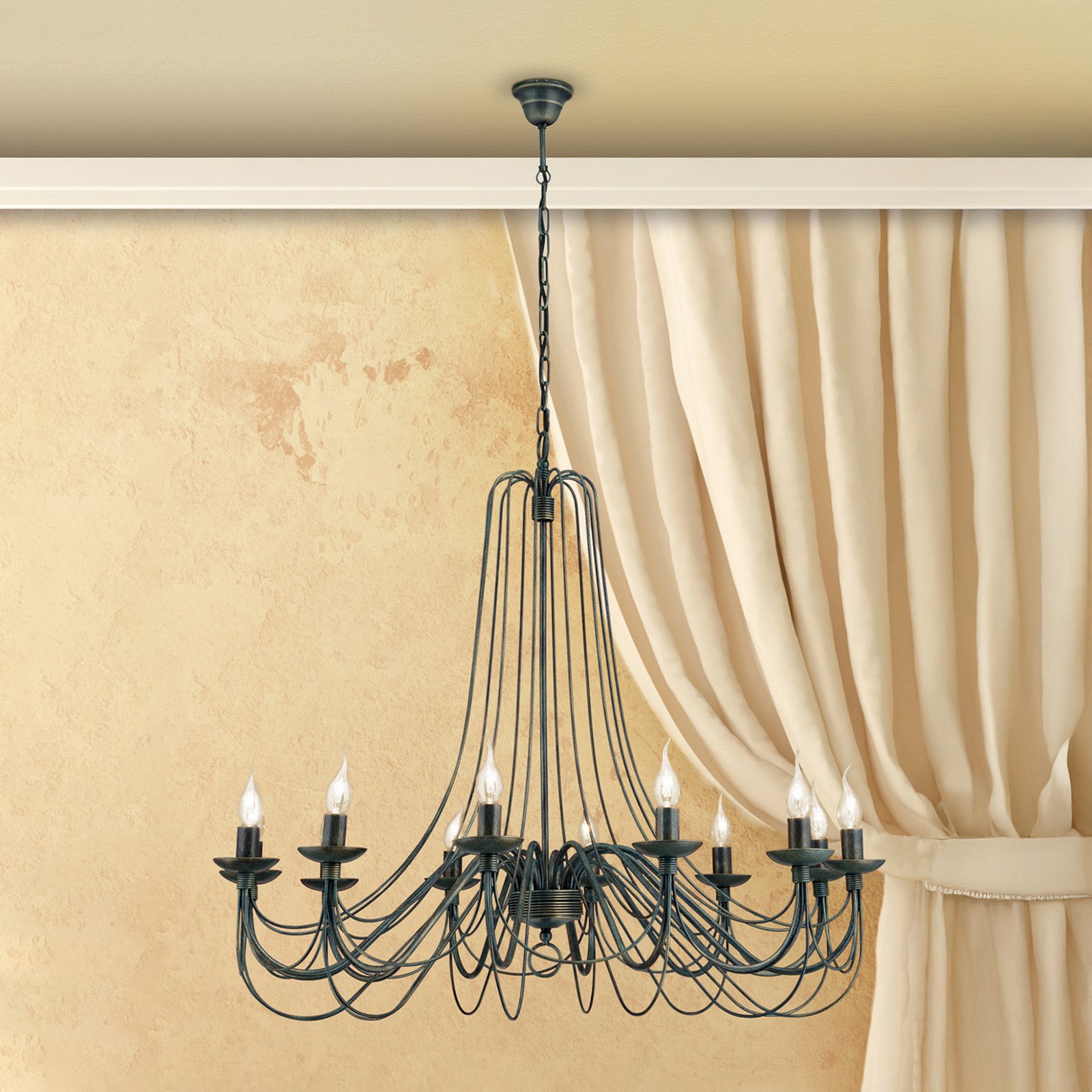 Lustre Antonina, preto, 12 luzes